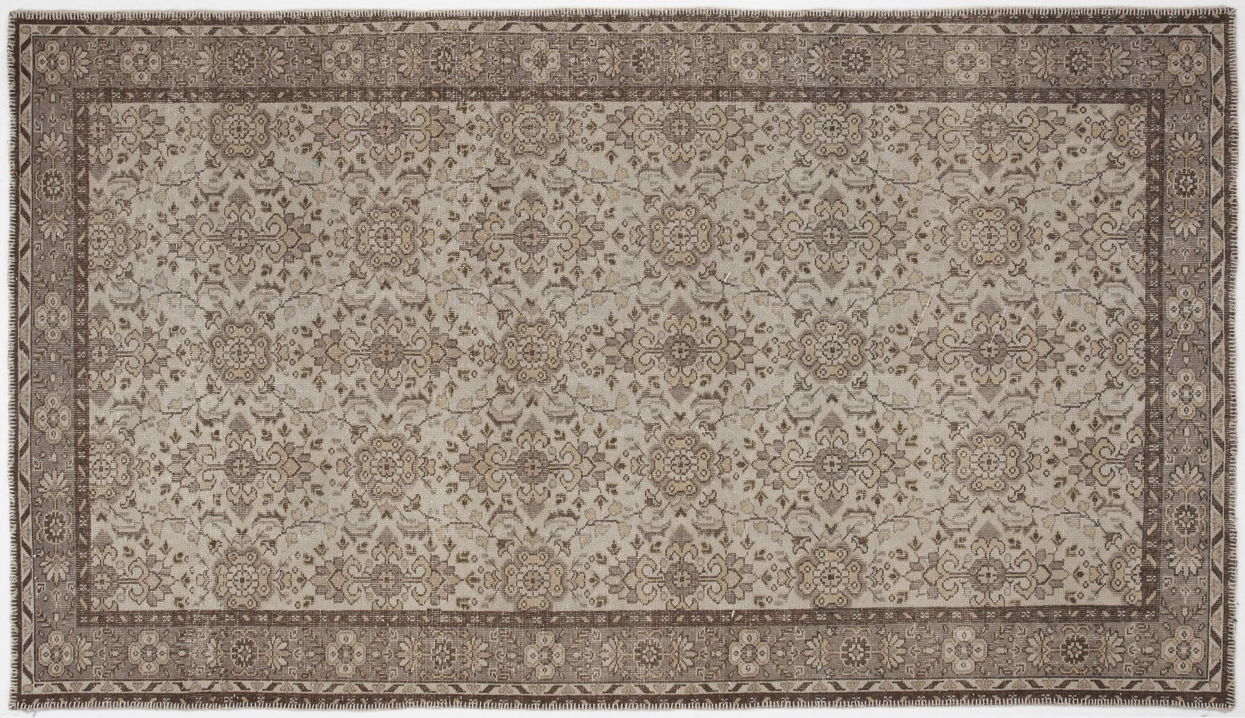 Retro Design Beige Over Dyed Vintage Rug 5'5'' x 9'7'' ft 165 x 293 cm