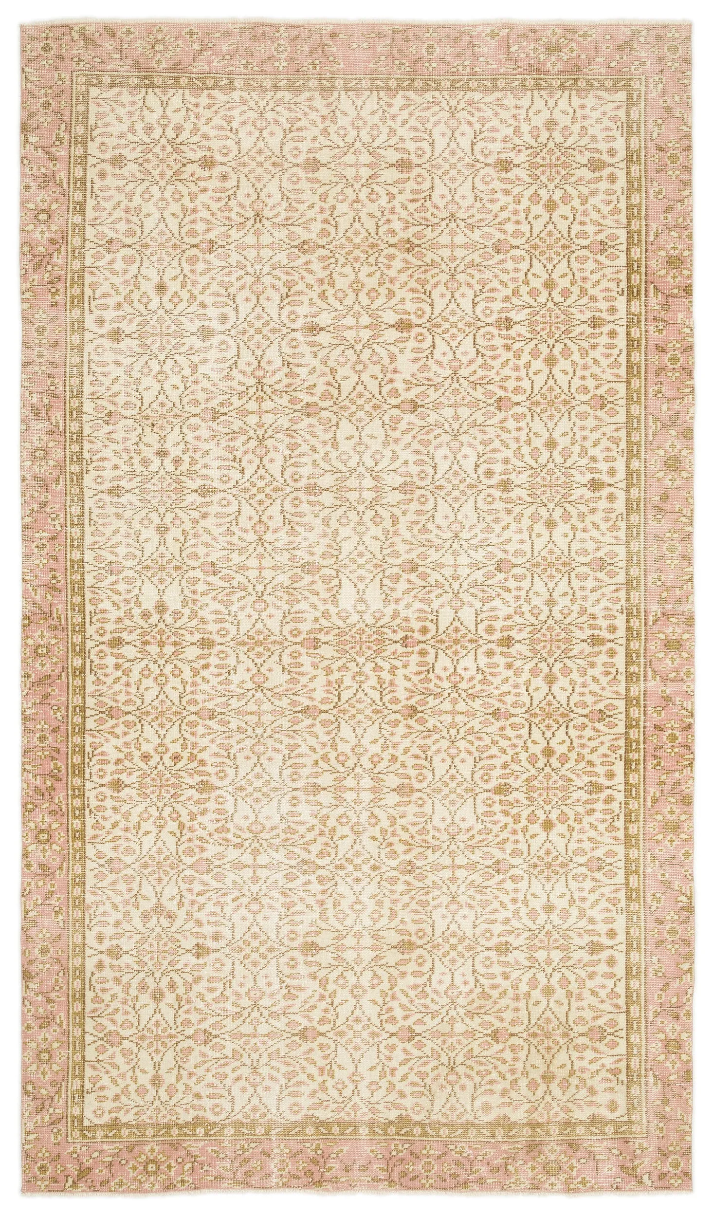 Retro Design Beige Over Dyed Vintage Rug 5'7'' x 9'10'' ft 170 x 300 cm