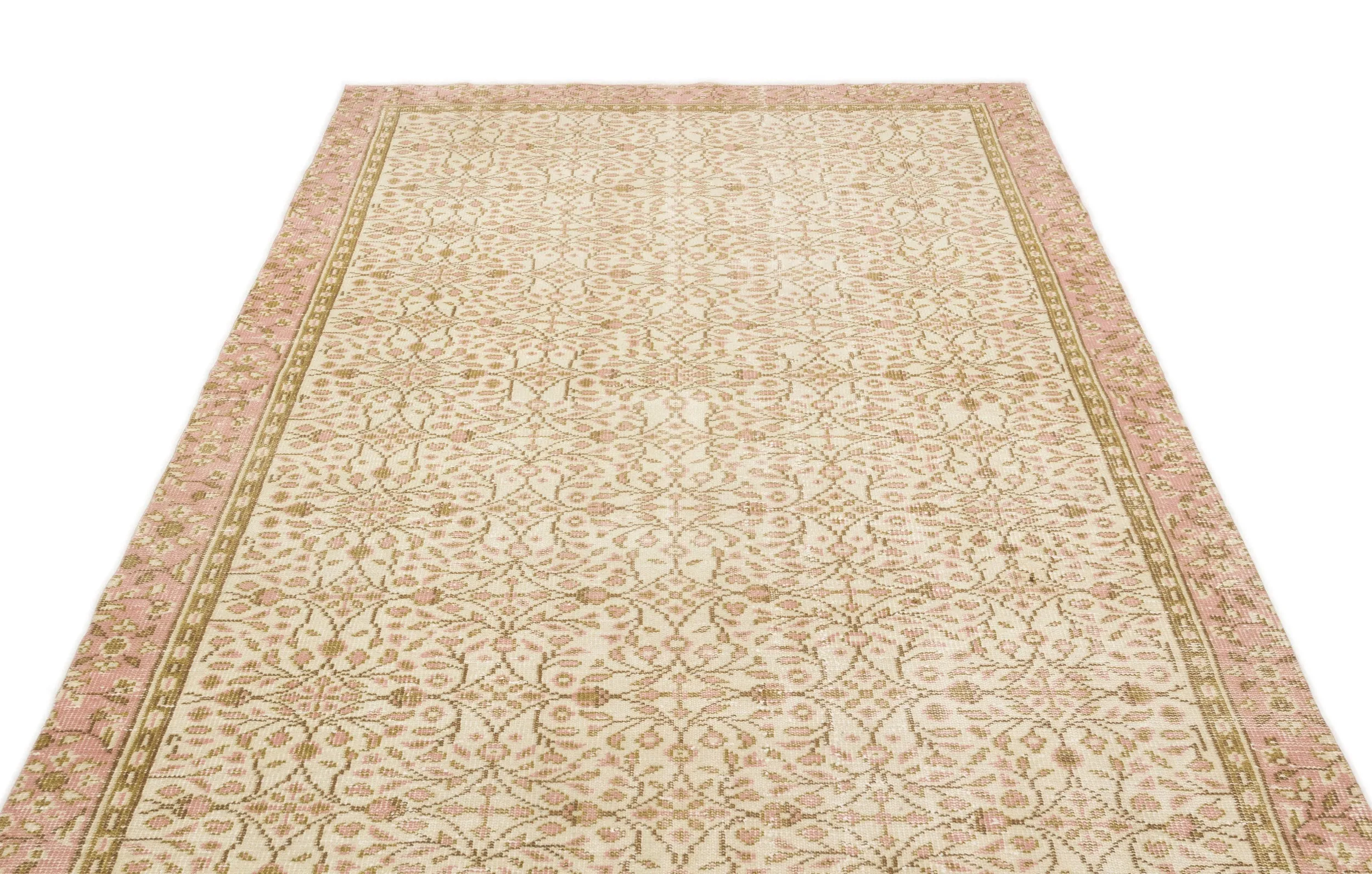 Retro Design Beige Over Dyed Vintage Rug 5'7'' x 9'10'' ft 170 x 300 cm