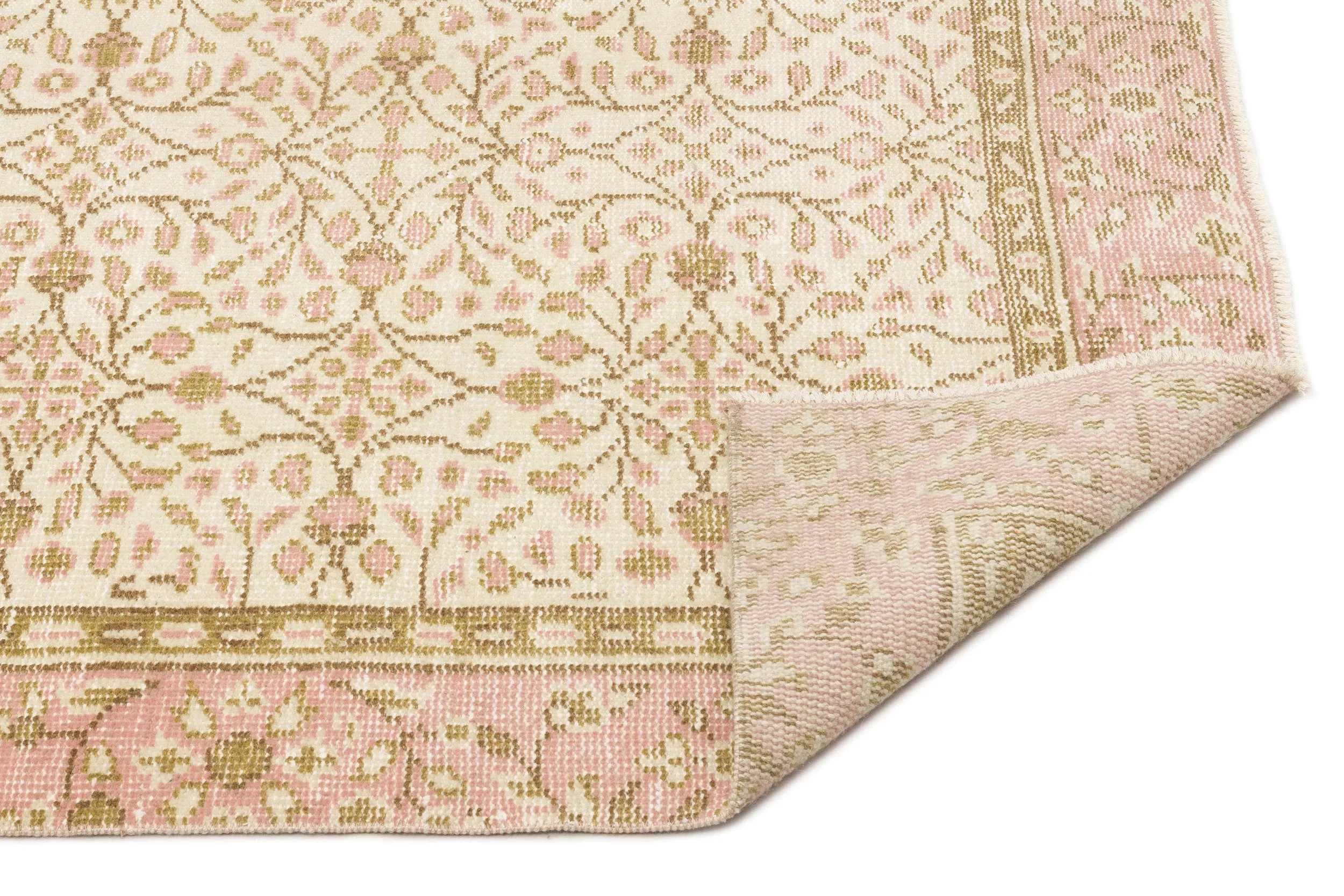 Retro Design Beige Over Dyed Vintage Rug 5'7'' x 9'10'' ft 170 x 300 cm