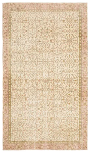 Retro Design Beige Over Dyed Vintage Rug 5'7'' x 9'10'' ft 170 x 300 cm