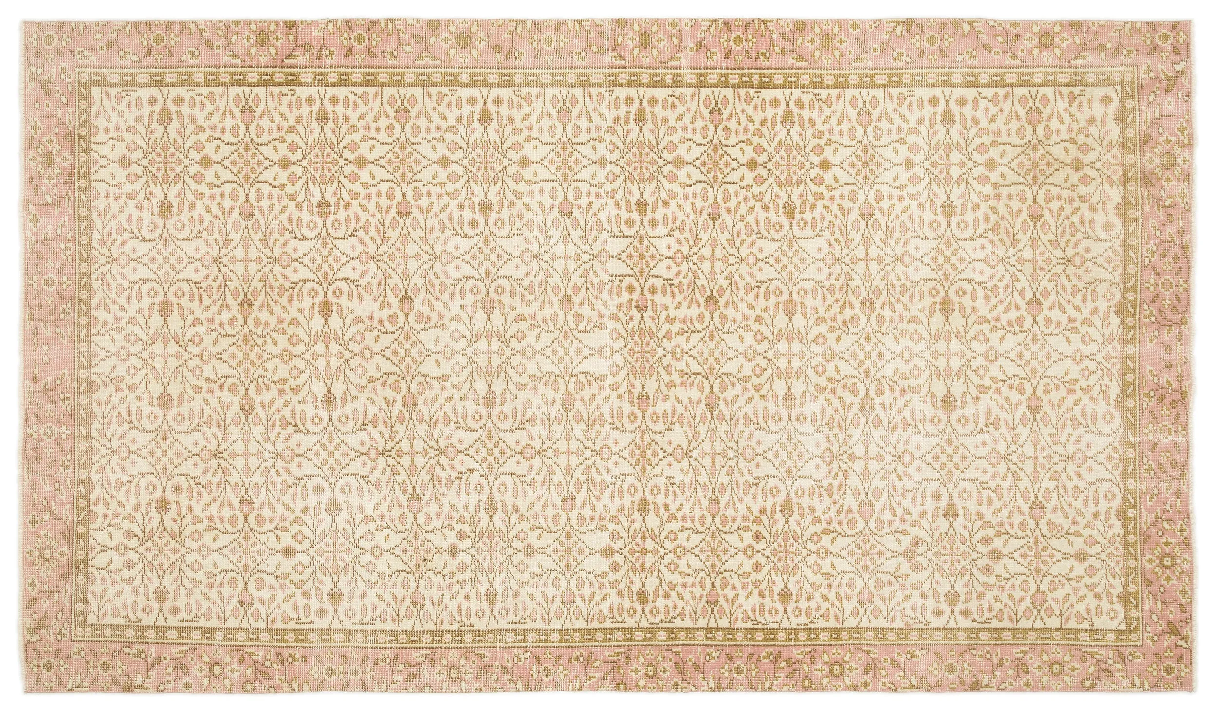 Retro Design Beige Over Dyed Vintage Rug 5'7'' x 9'10'' ft 170 x 300 cm