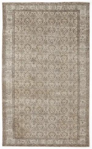 Retro Design Beige Over Dyed Vintage Rug 5'7'' x 9'3'' ft 170 x 281 cm