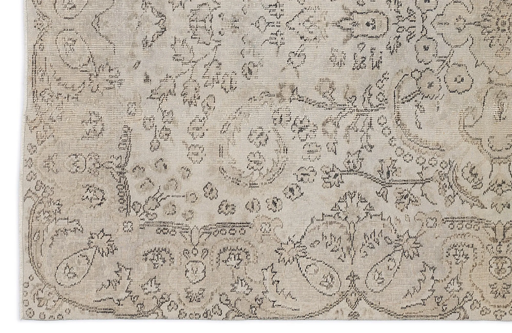 Retro Design Beige Over Dyed Vintage Rug 5'7'' x 9'7'' ft 171 x 292 cm