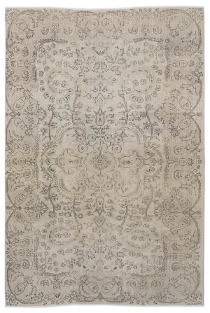 Retro Design Beige Over Dyed Vintage Rug 5'7'' x 9'7'' ft 171 x 292 cm