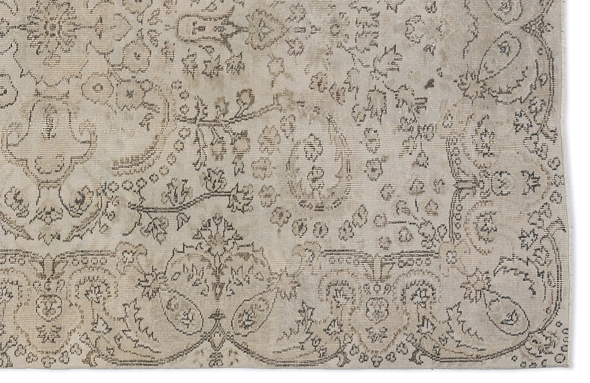 Retro Design Beige Over Dyed Vintage Rug 5'7'' x 9'7'' ft 171 x 292 cm