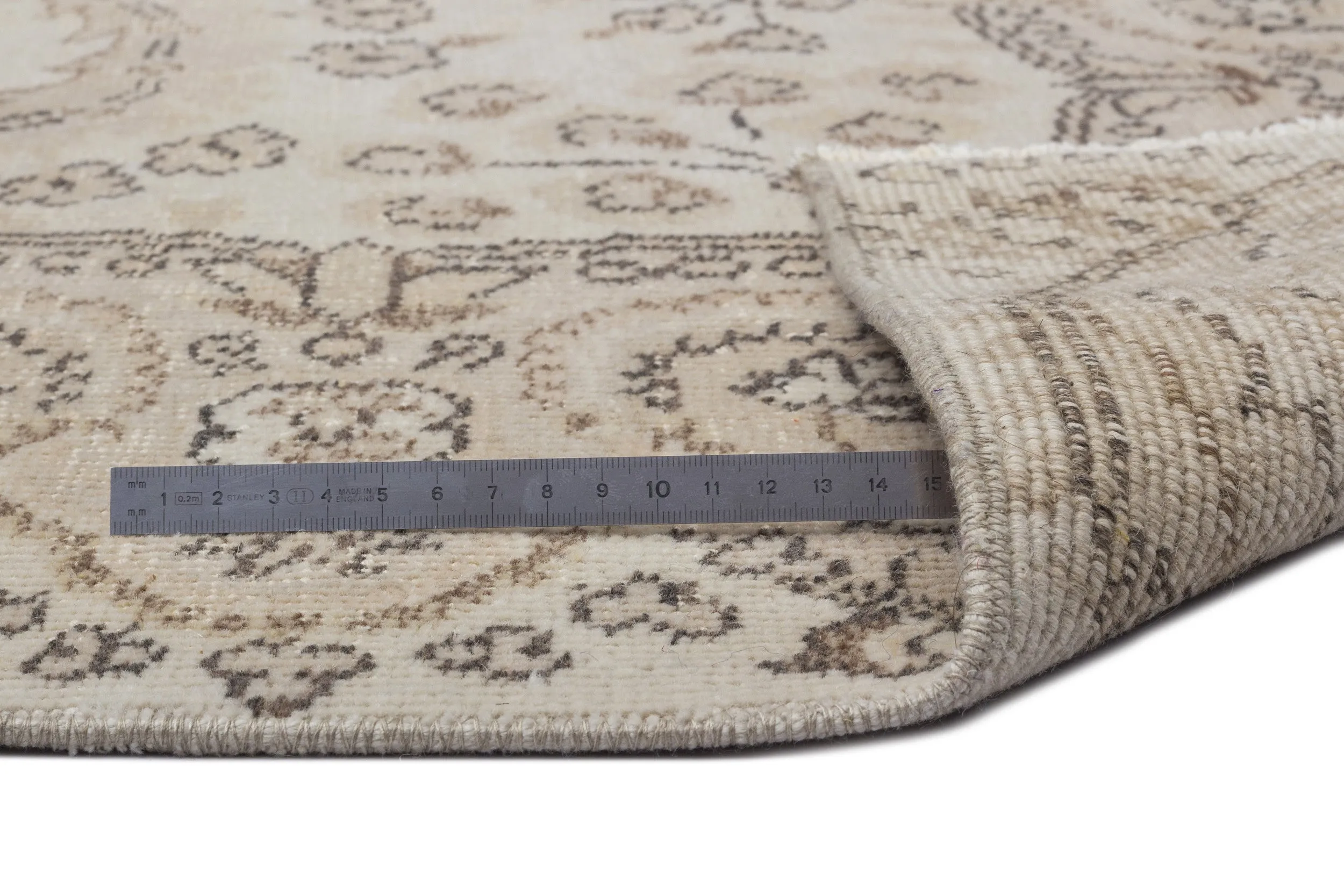 Retro Design Beige Over Dyed Vintage Rug 5'7'' x 9'7'' ft 171 x 292 cm