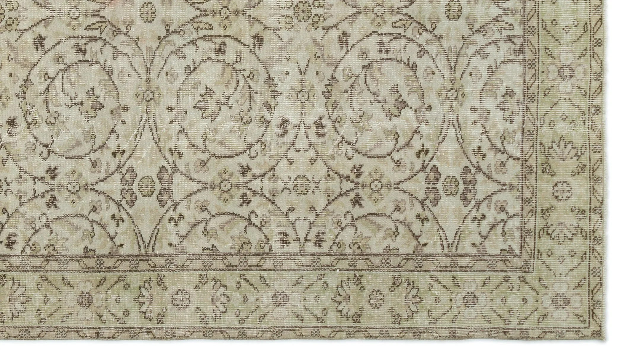 Retro Design Beige Over Dyed Vintage Rug 5'7'' x 9'9'' ft 171 x 297 cm