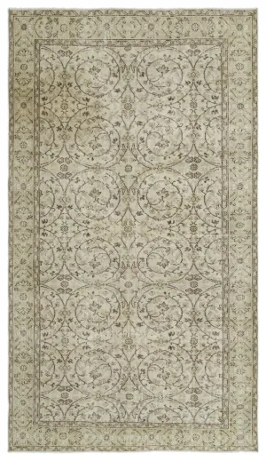 Retro Design Beige Over Dyed Vintage Rug 5'7'' x 9'9'' ft 171 x 297 cm