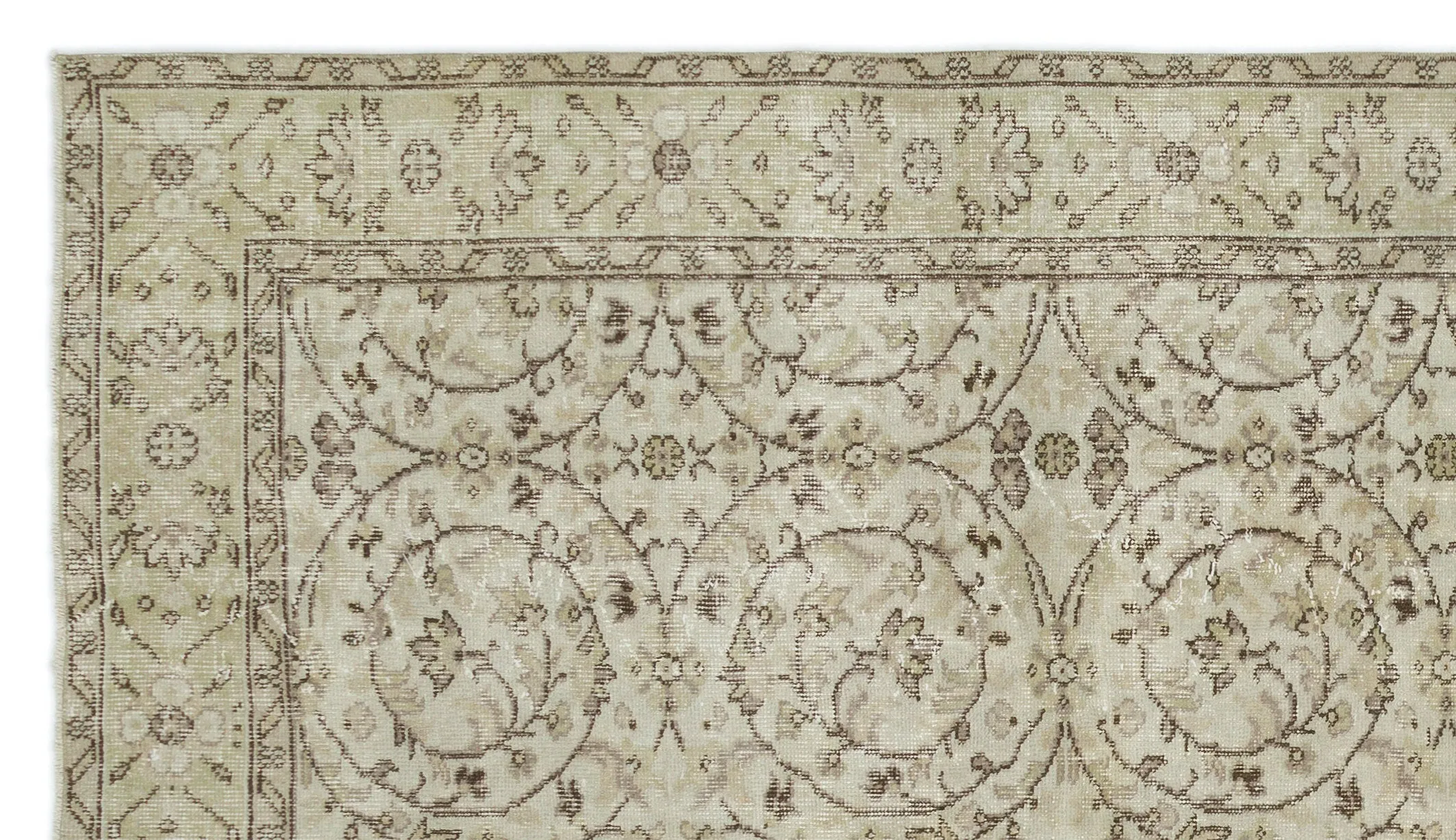 Retro Design Beige Over Dyed Vintage Rug 5'7'' x 9'9'' ft 171 x 297 cm