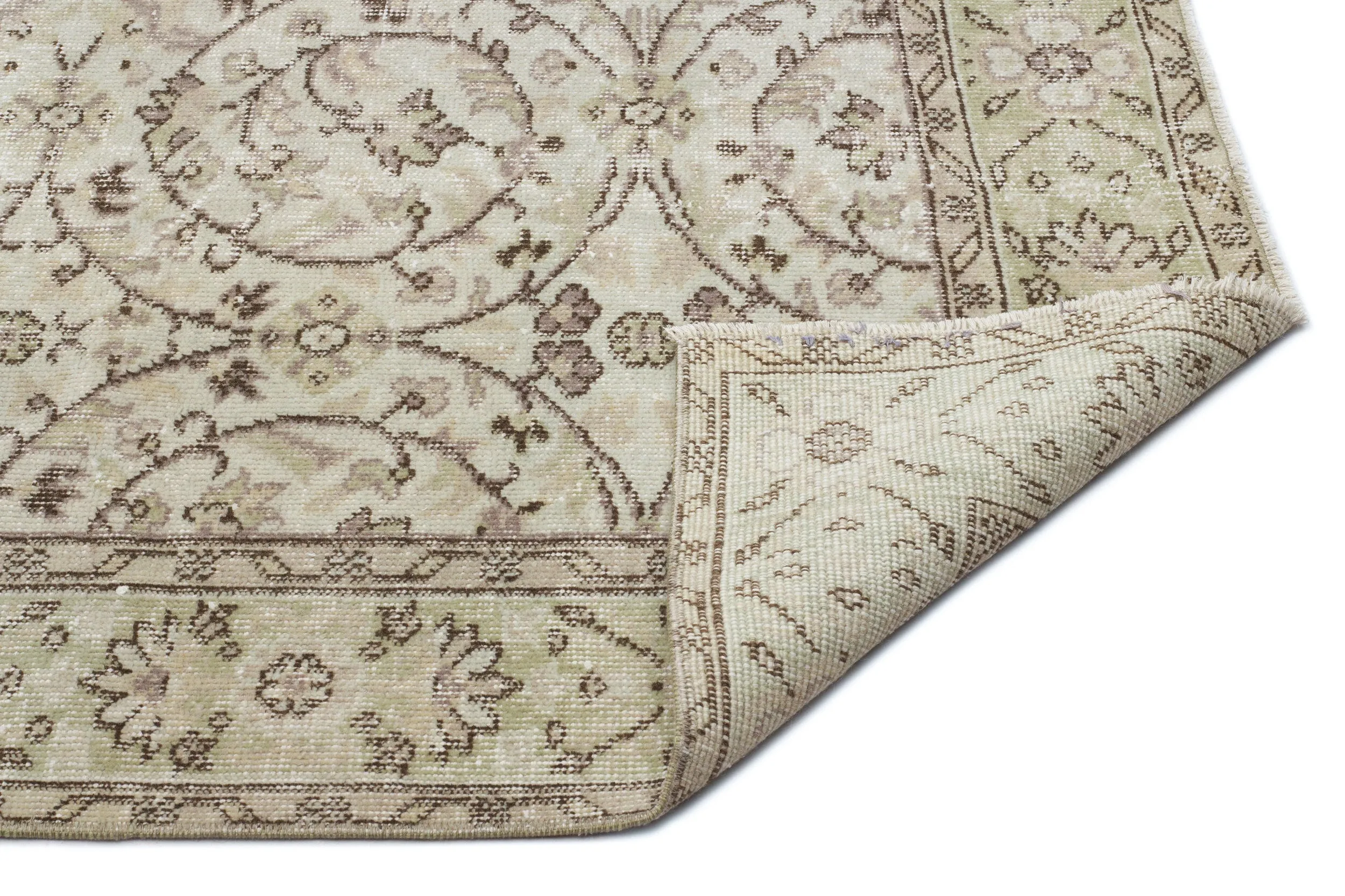 Retro Design Beige Over Dyed Vintage Rug 5'7'' x 9'9'' ft 171 x 297 cm