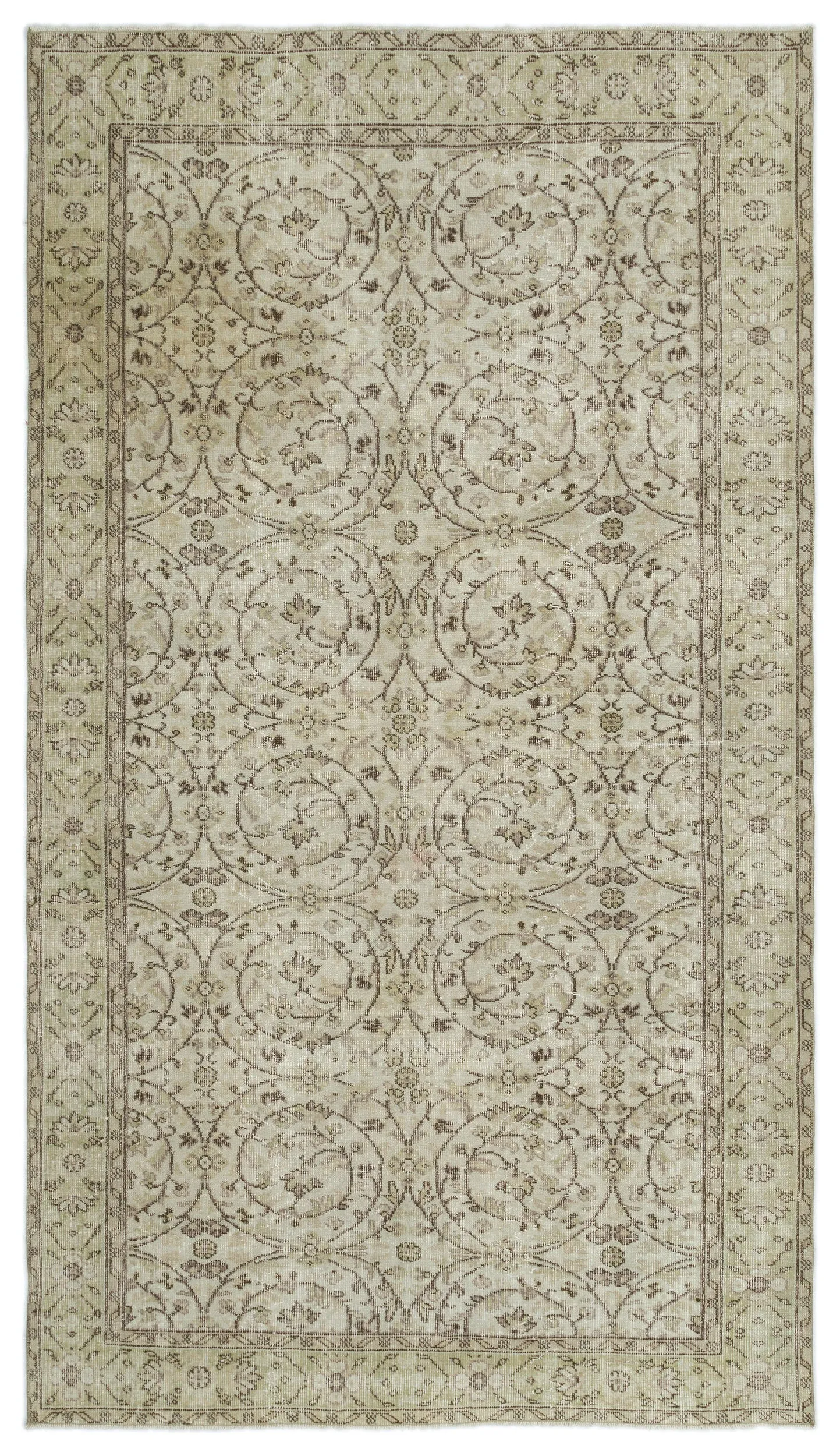 Retro Design Beige Over Dyed Vintage Rug 5'7'' x 9'9'' ft 171 x 297 cm