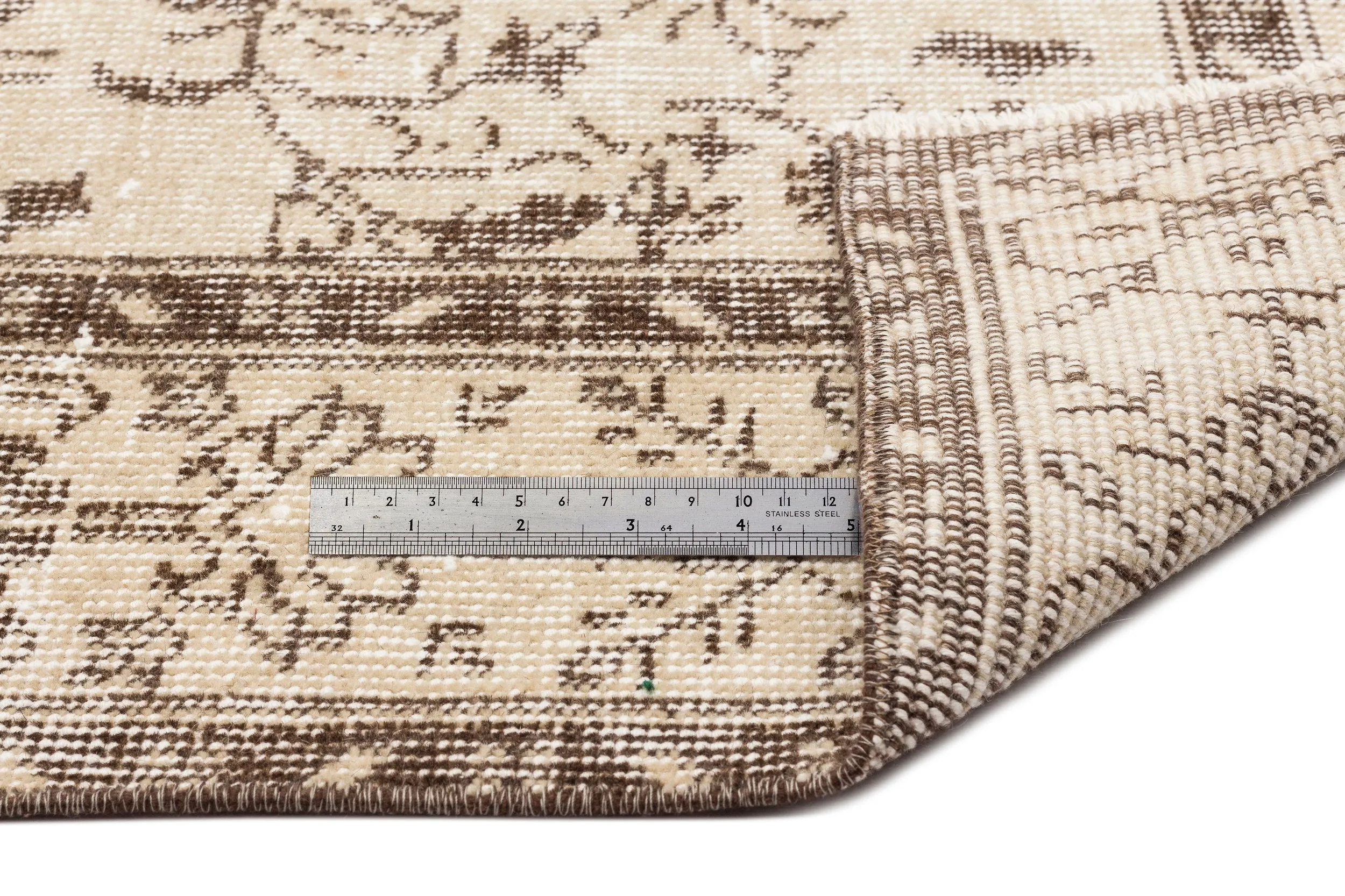 Retro Design Beige Over Dyed Vintage Rug 6'1'' x 9'11'' ft 186 x 302 cm