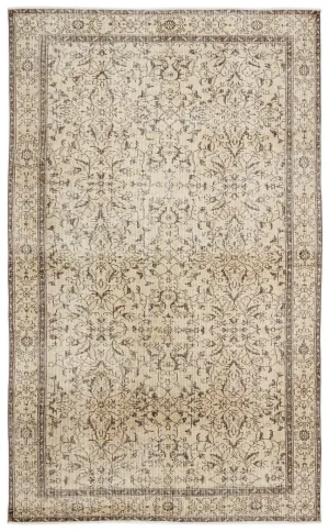 Retro Design Beige Over Dyed Vintage Rug 6'1'' x 9'11'' ft 186 x 302 cm