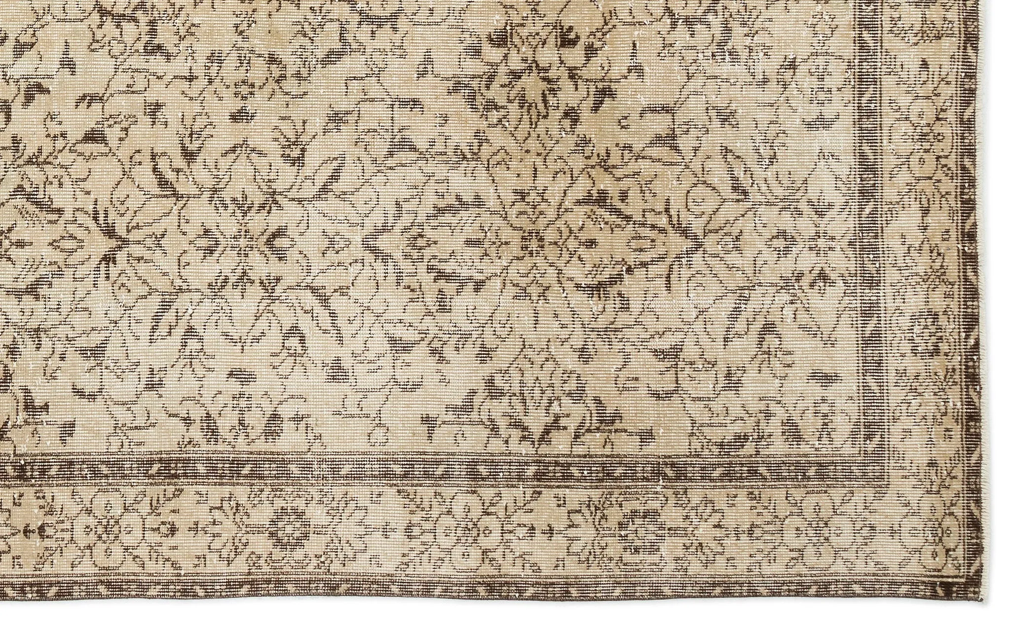 Retro Design Beige Over Dyed Vintage Rug 6'1'' x 9'11'' ft 186 x 302 cm
