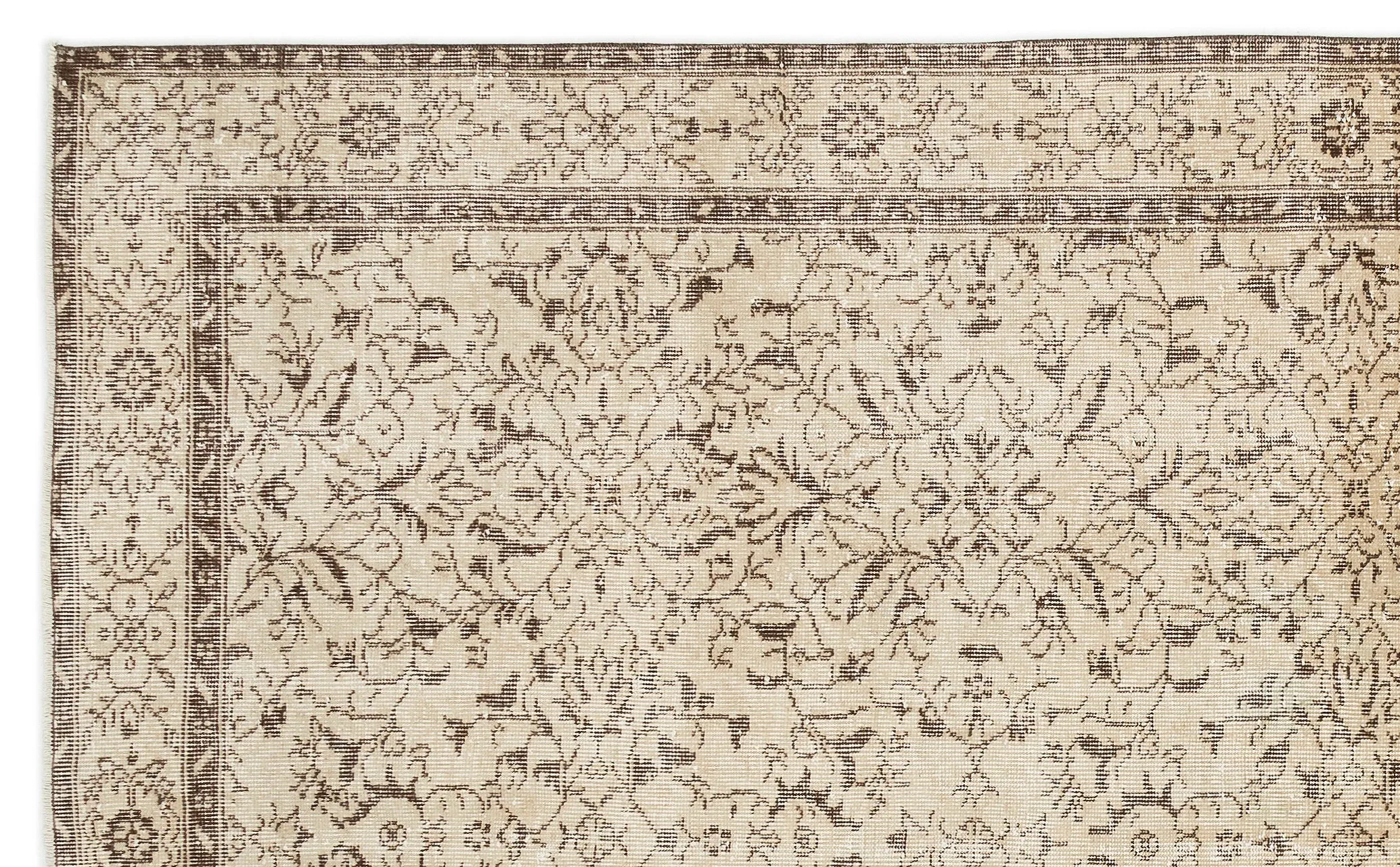 Retro Design Beige Over Dyed Vintage Rug 6'1'' x 9'11'' ft 186 x 302 cm
