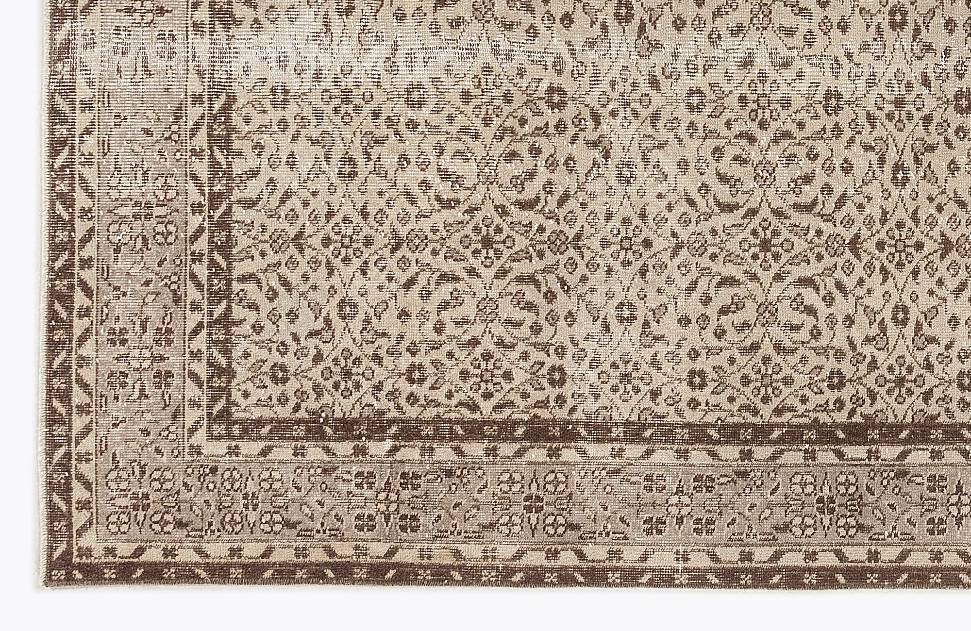 Retro Design Beige Over Dyed Vintage Rug 6'4'' x 9'6'' ft 192 x 290 cm