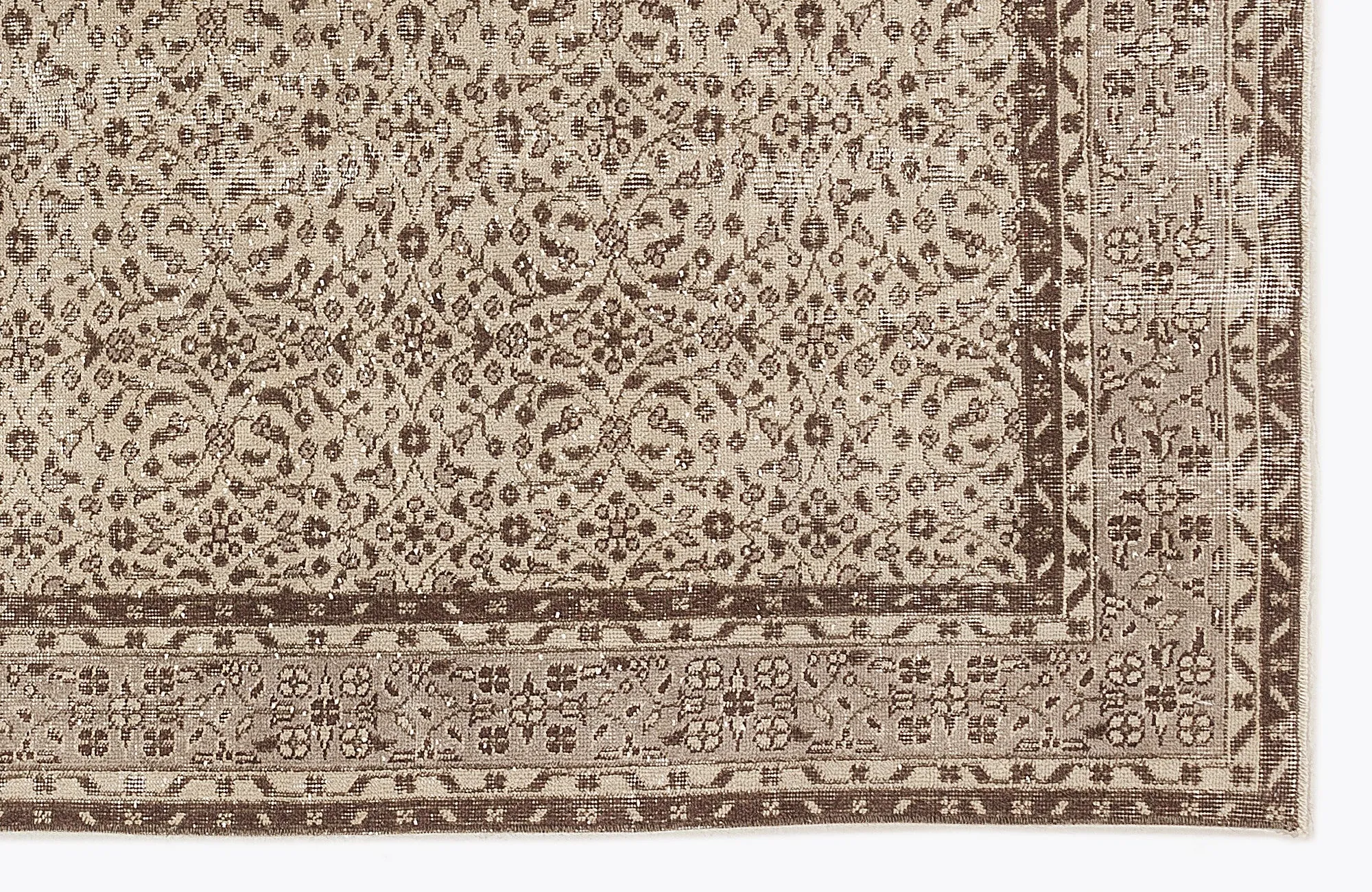 Retro Design Beige Over Dyed Vintage Rug 6'4'' x 9'6'' ft 192 x 290 cm