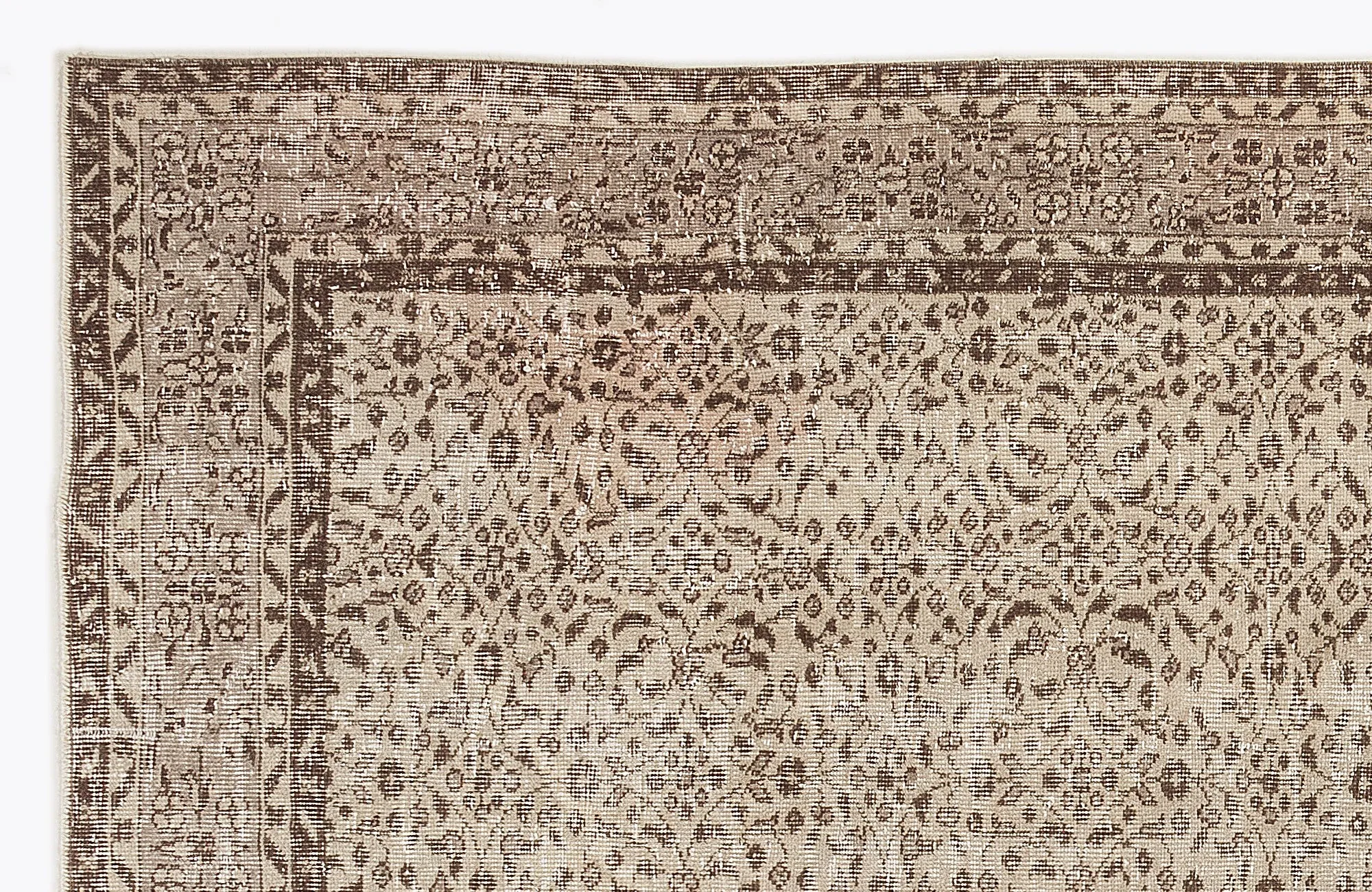 Retro Design Beige Over Dyed Vintage Rug 6'4'' x 9'6'' ft 192 x 290 cm