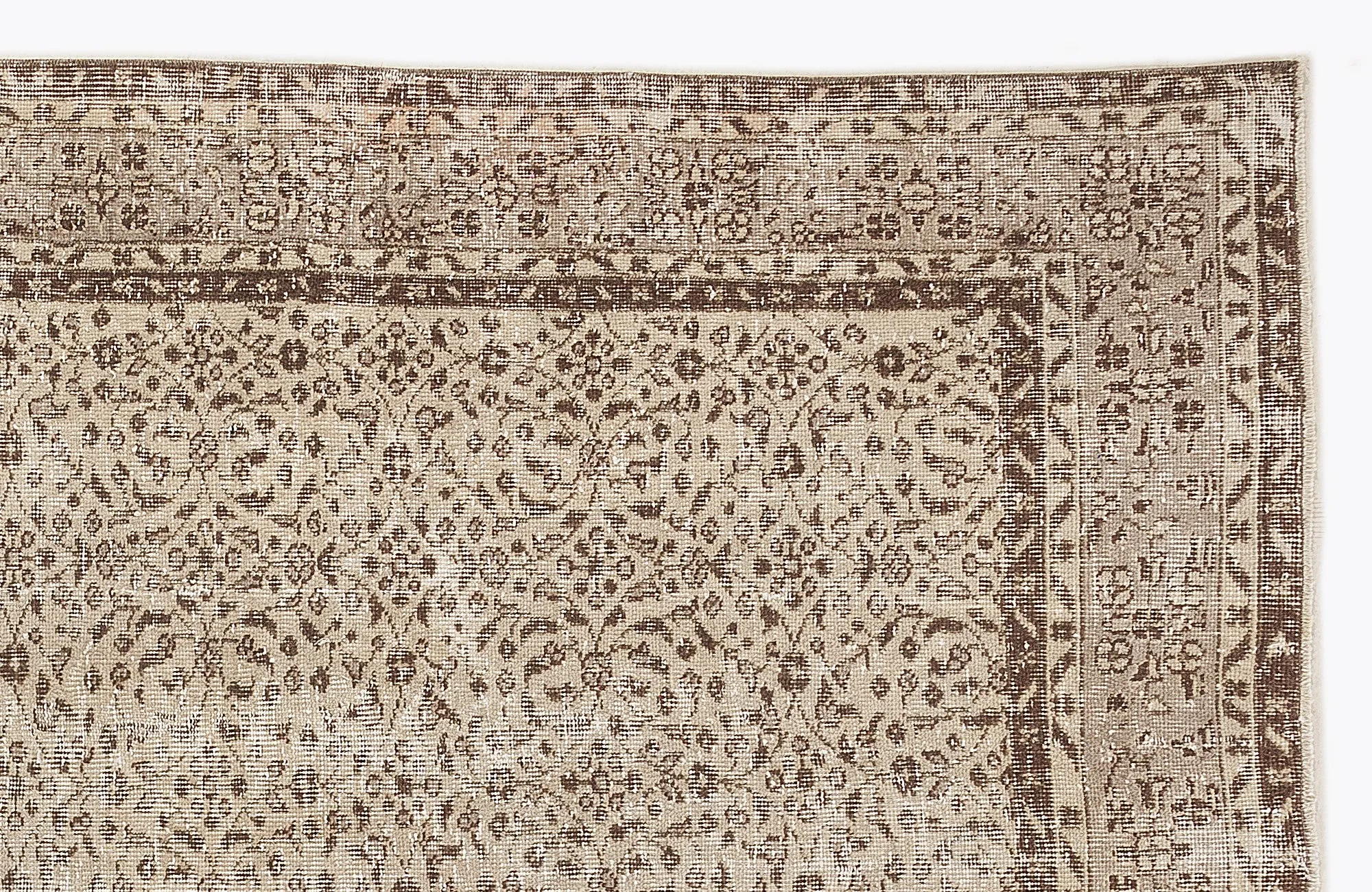 Retro Design Beige Over Dyed Vintage Rug 6'4'' x 9'6'' ft 192 x 290 cm