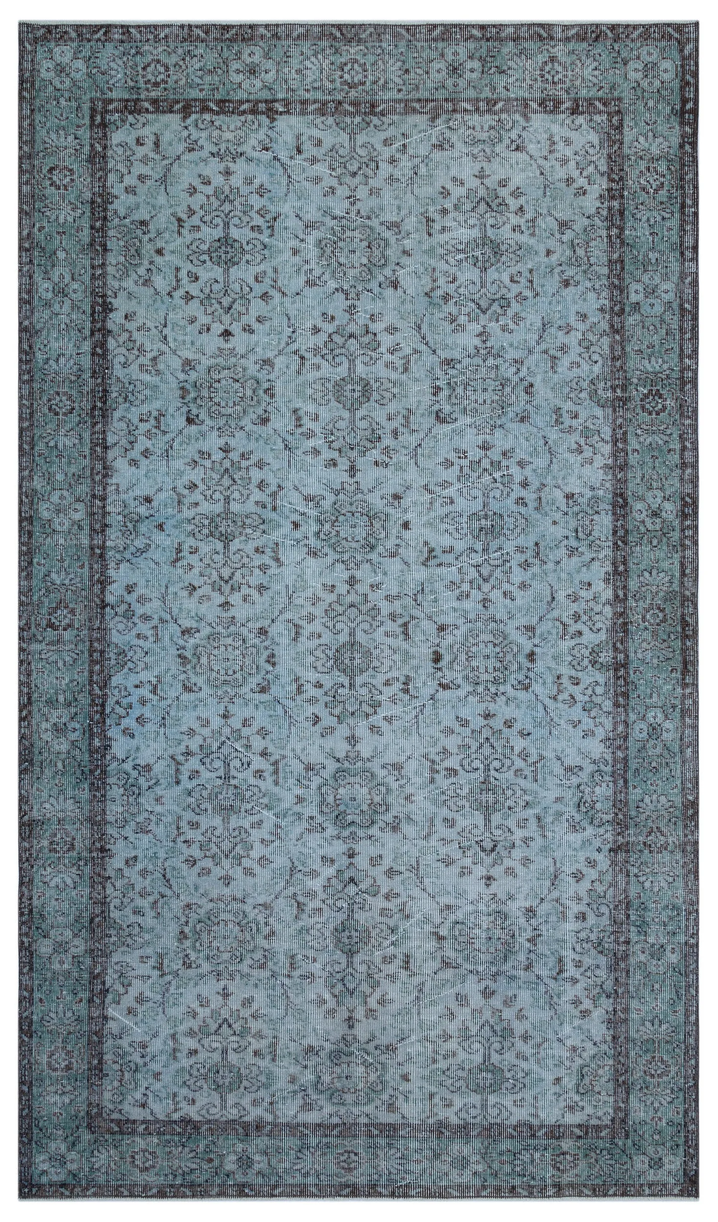 Retro Design Blue Over Dyed Vintage Rug 5'4'' x 9'2'' ft 162 x 280 cm