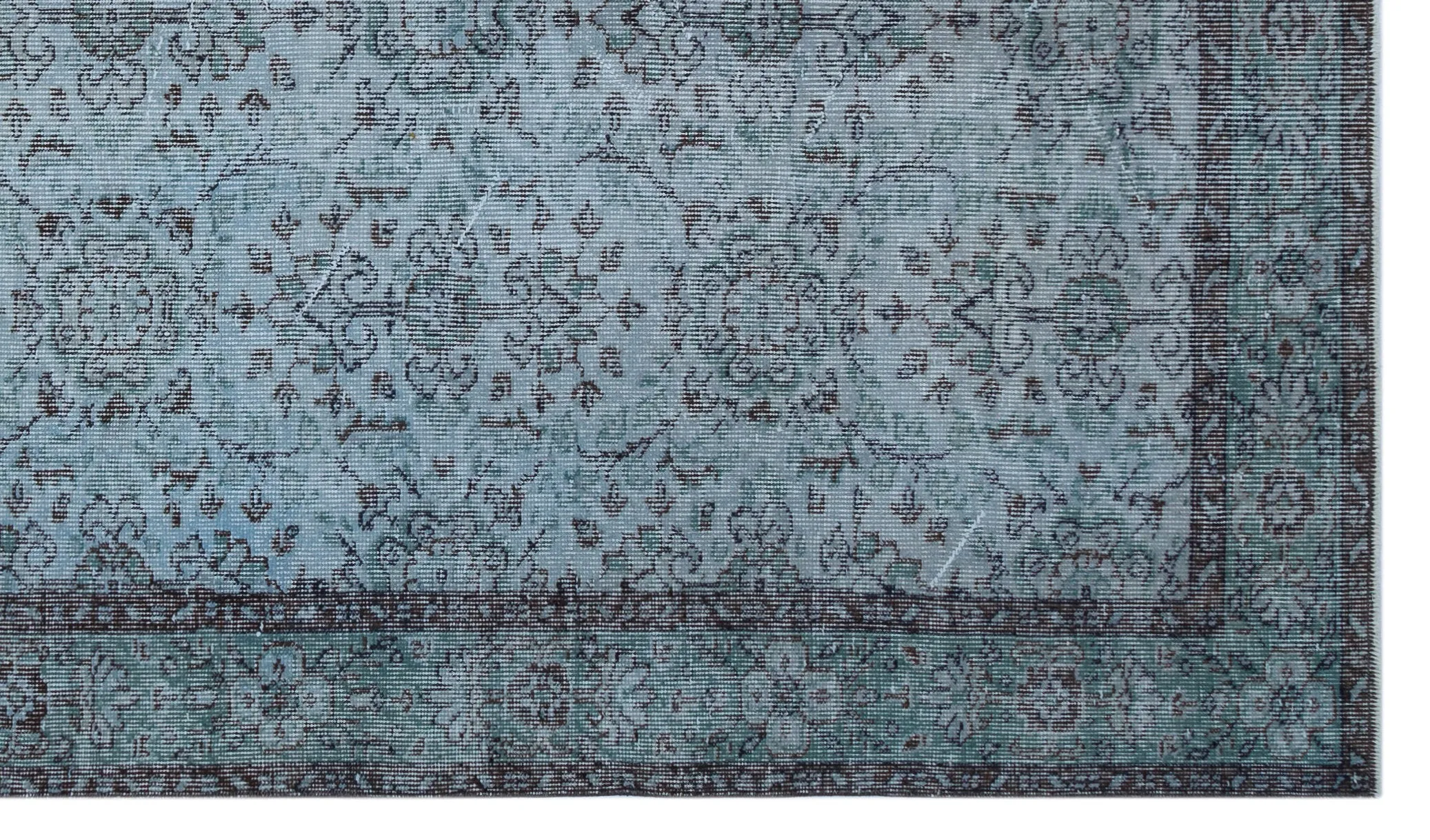 Retro Design Blue Over Dyed Vintage Rug 5'4'' x 9'2'' ft 162 x 280 cm