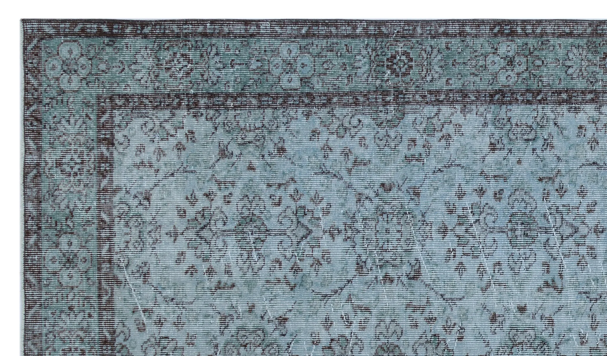 Retro Design Blue Over Dyed Vintage Rug 5'4'' x 9'2'' ft 162 x 280 cm