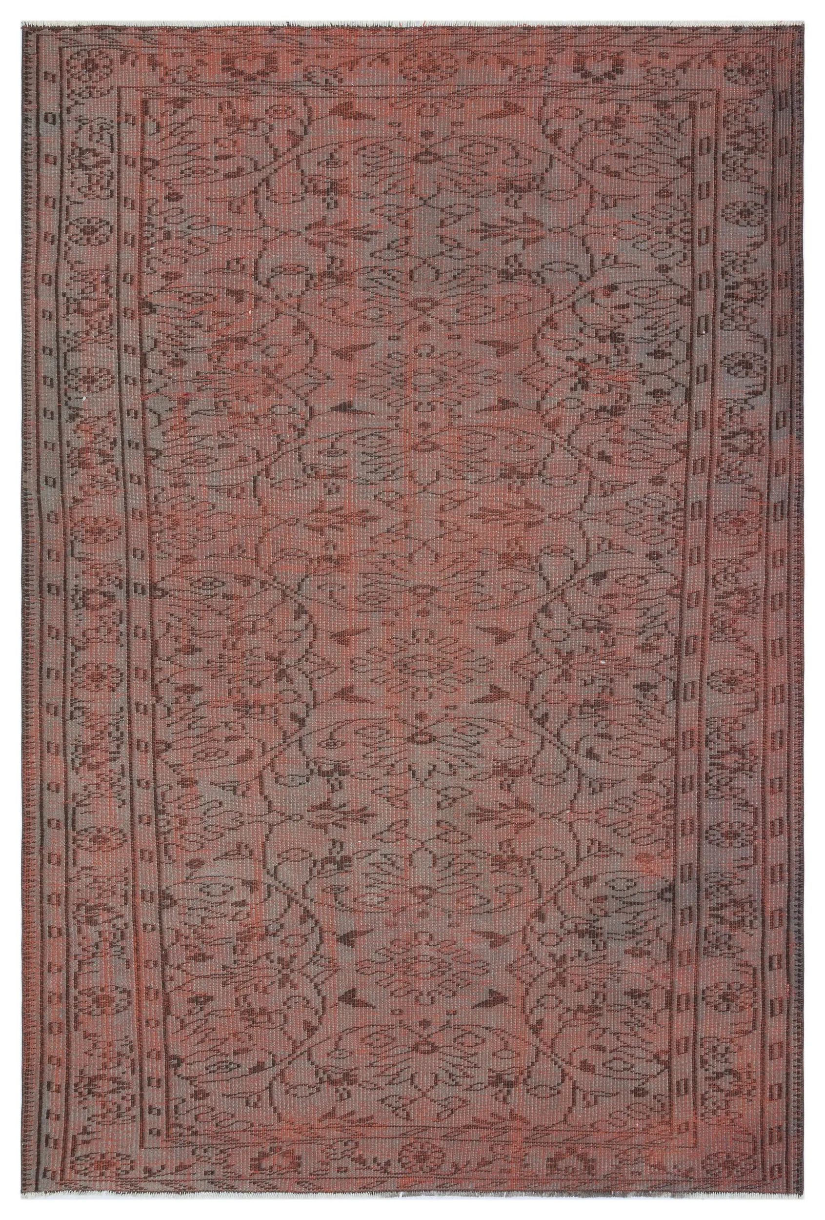Retro Design Brown Over Dyed Vintage Rug 5'0'' x 7'6'' ft 153 x 228 cm