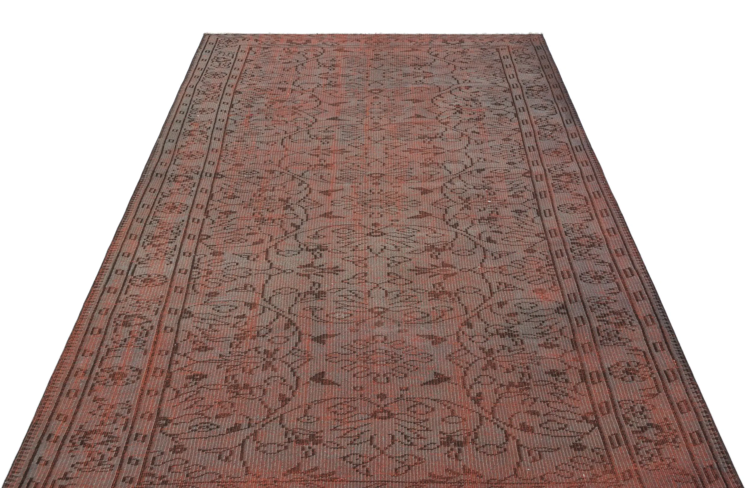 Retro Design Brown Over Dyed Vintage Rug 5'0'' x 7'6'' ft 153 x 228 cm