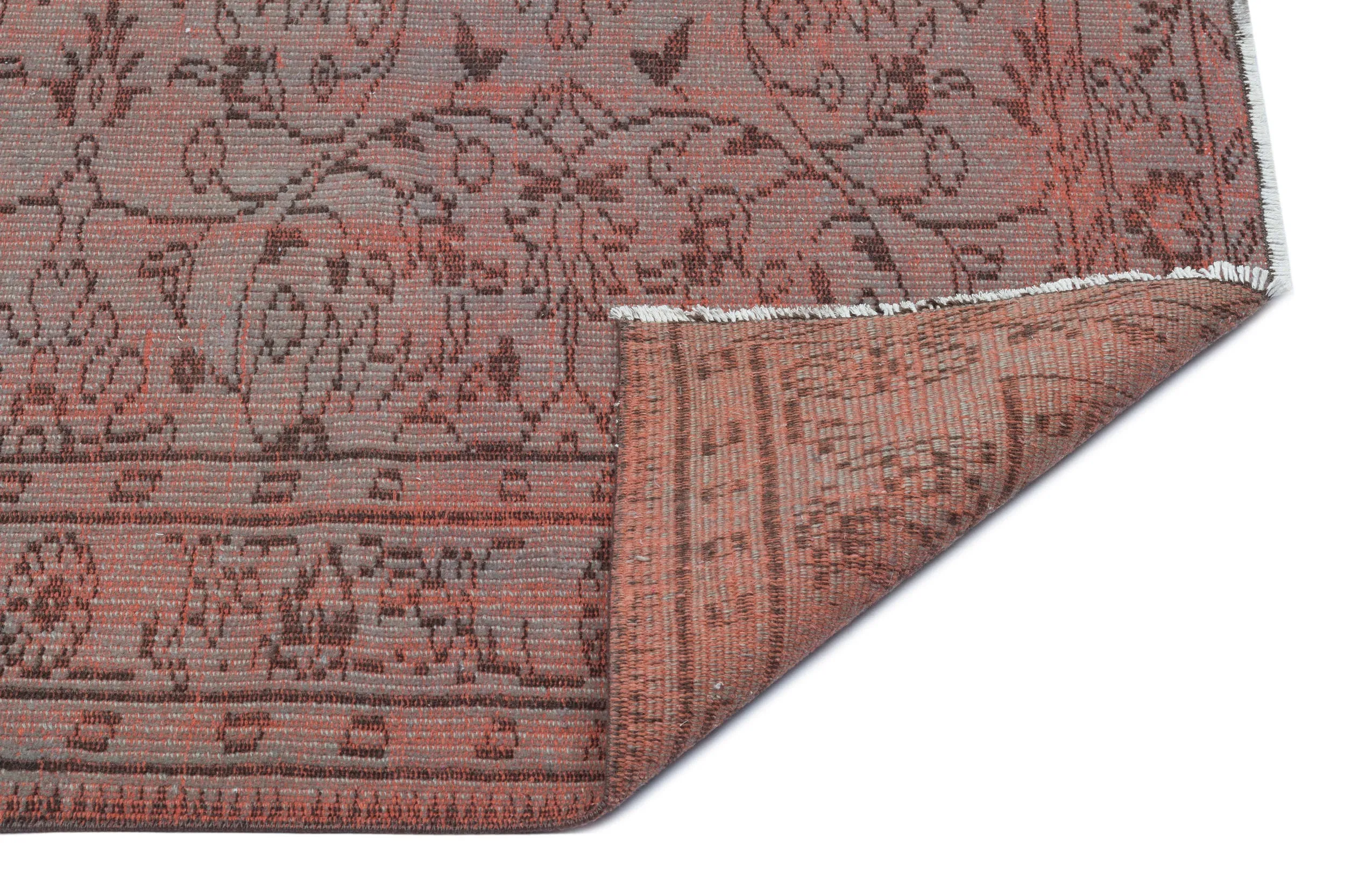 Retro Design Brown Over Dyed Vintage Rug 5'0'' x 7'6'' ft 153 x 228 cm