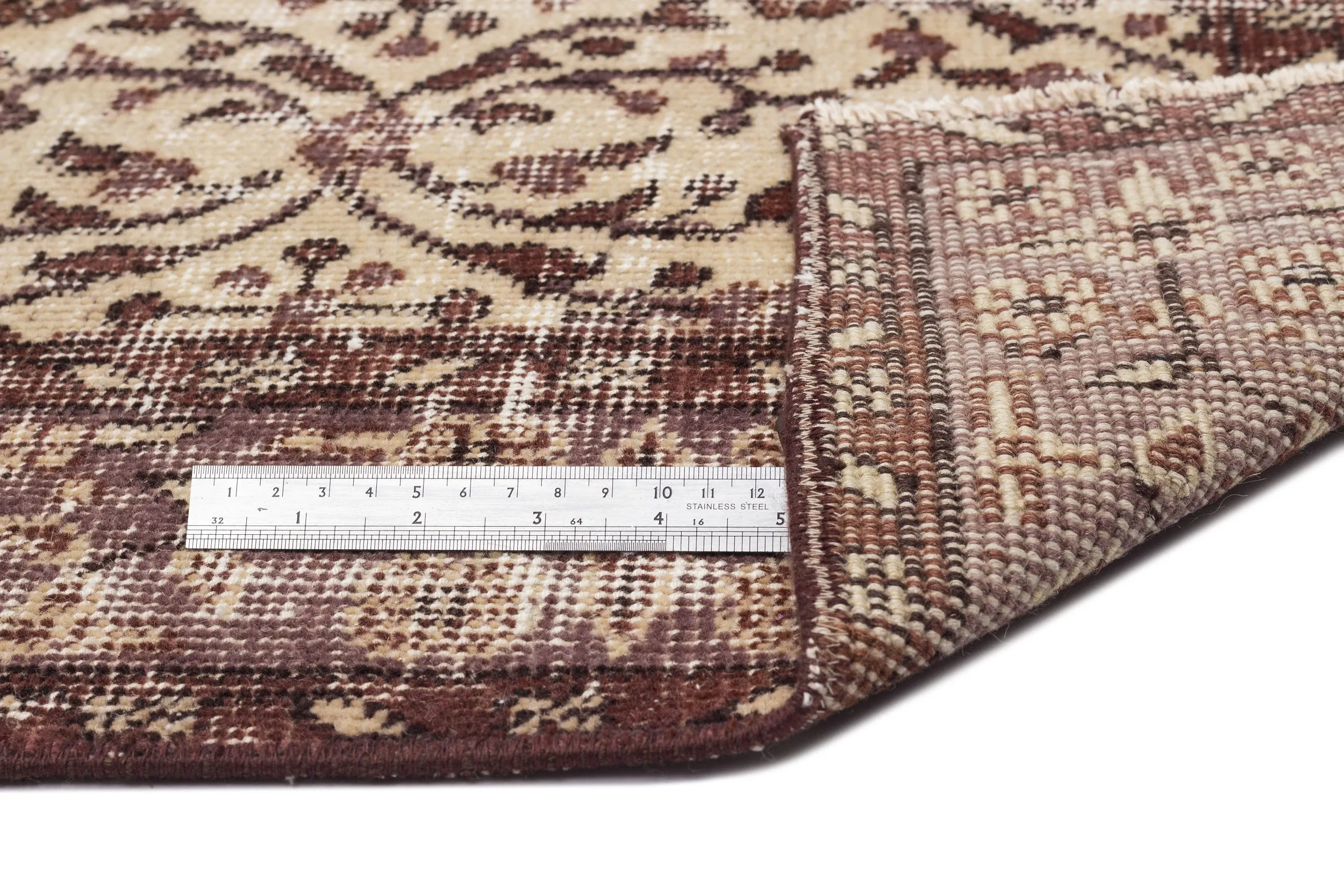 Retro Design Brown Over Dyed Vintage Rug 5'3'' x 9'3'' ft 161 x 283 cm