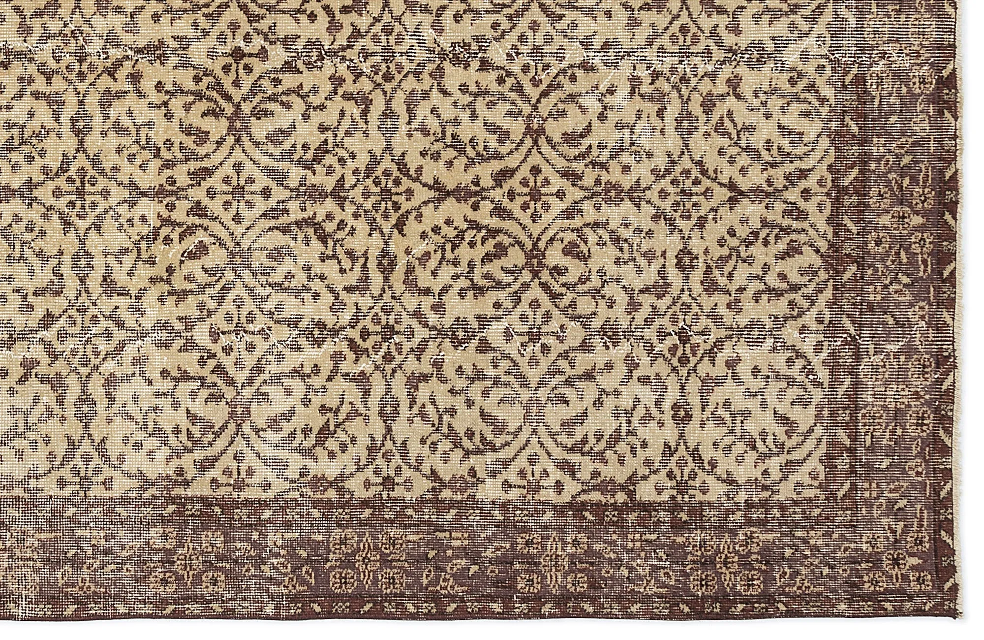 Retro Design Brown Over Dyed Vintage Rug 5'3'' x 9'3'' ft 161 x 283 cm