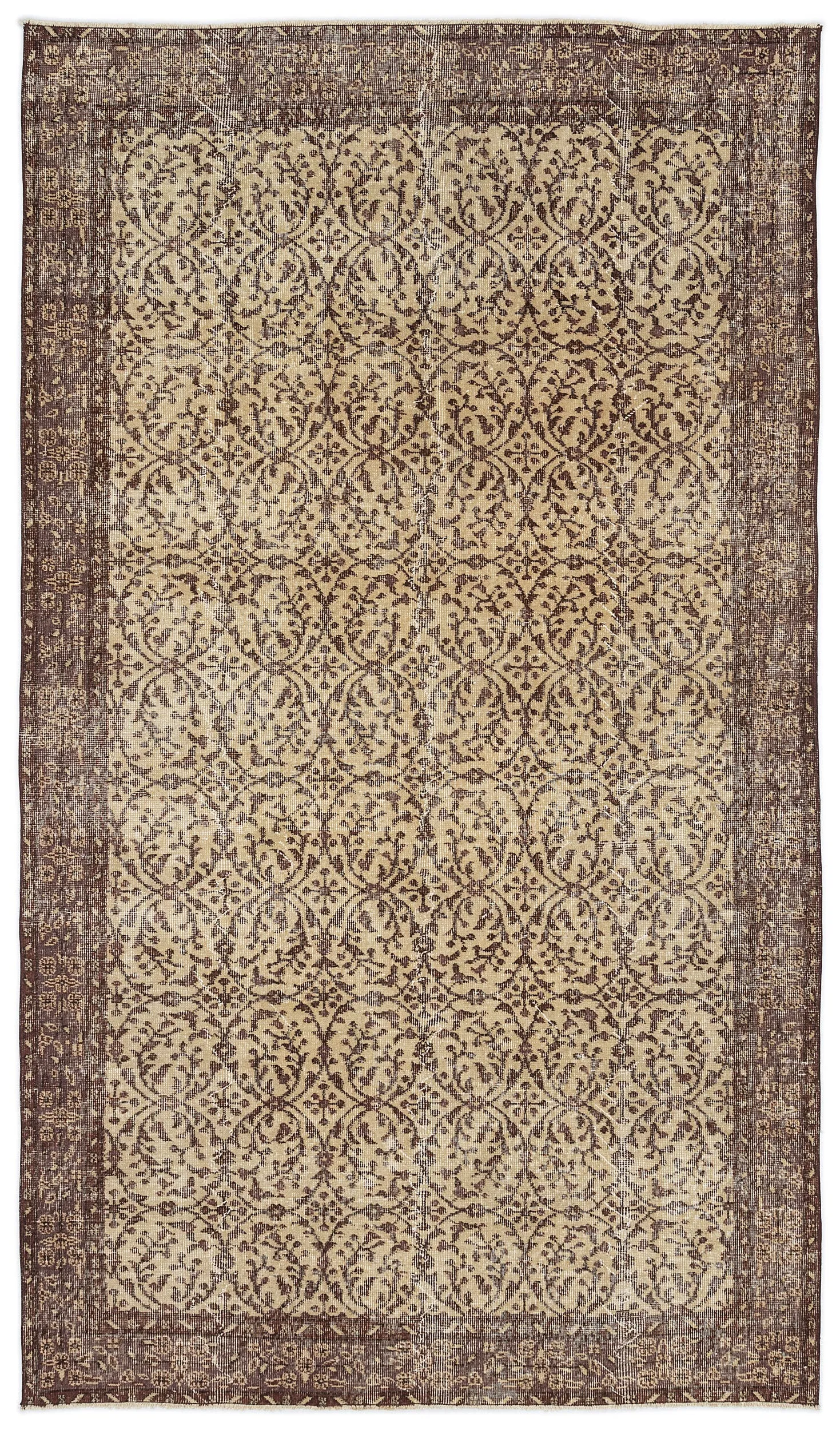 Retro Design Brown Over Dyed Vintage Rug 5'3'' x 9'3'' ft 161 x 283 cm