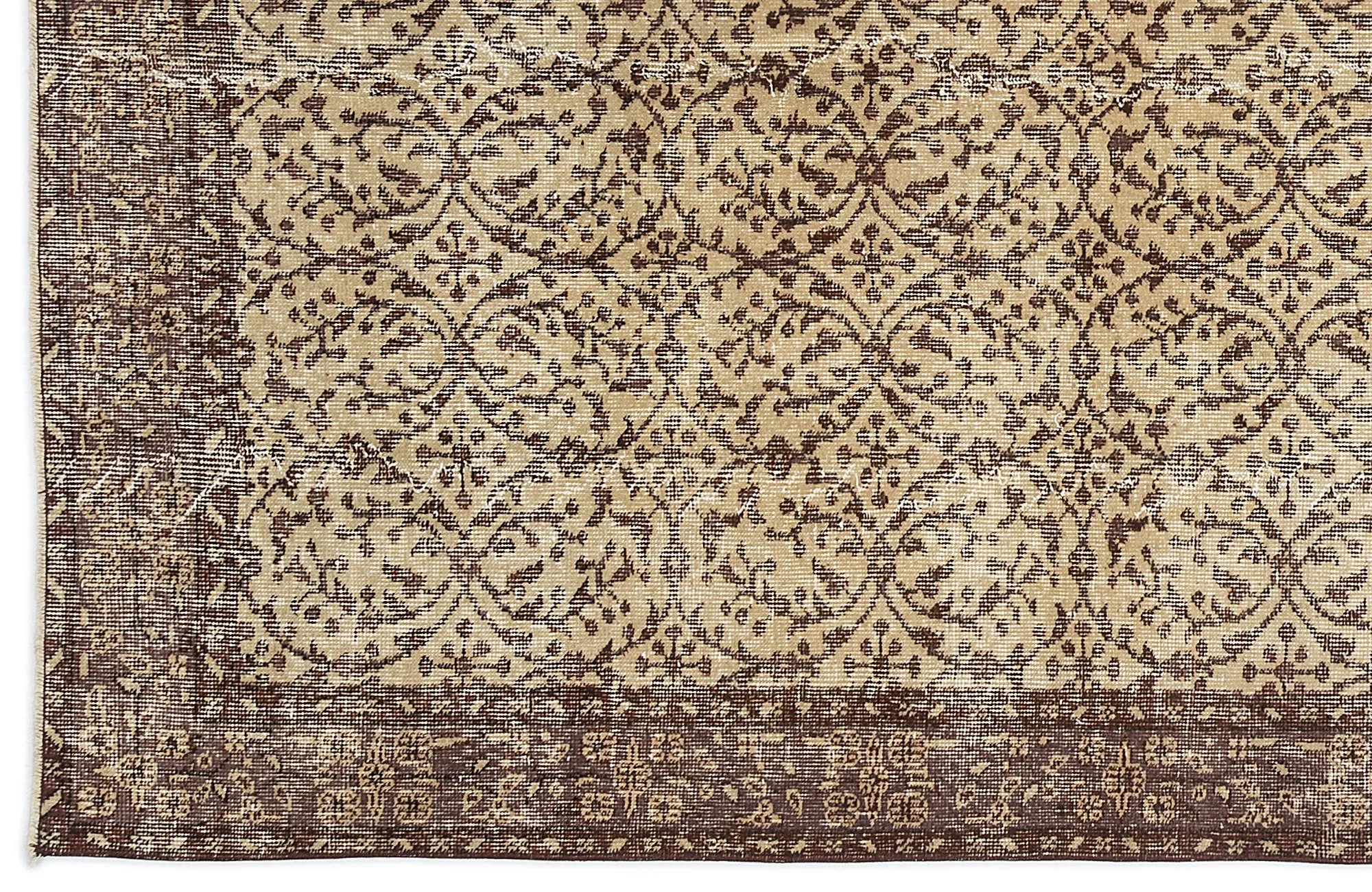 Retro Design Brown Over Dyed Vintage Rug 5'3'' x 9'3'' ft 161 x 283 cm
