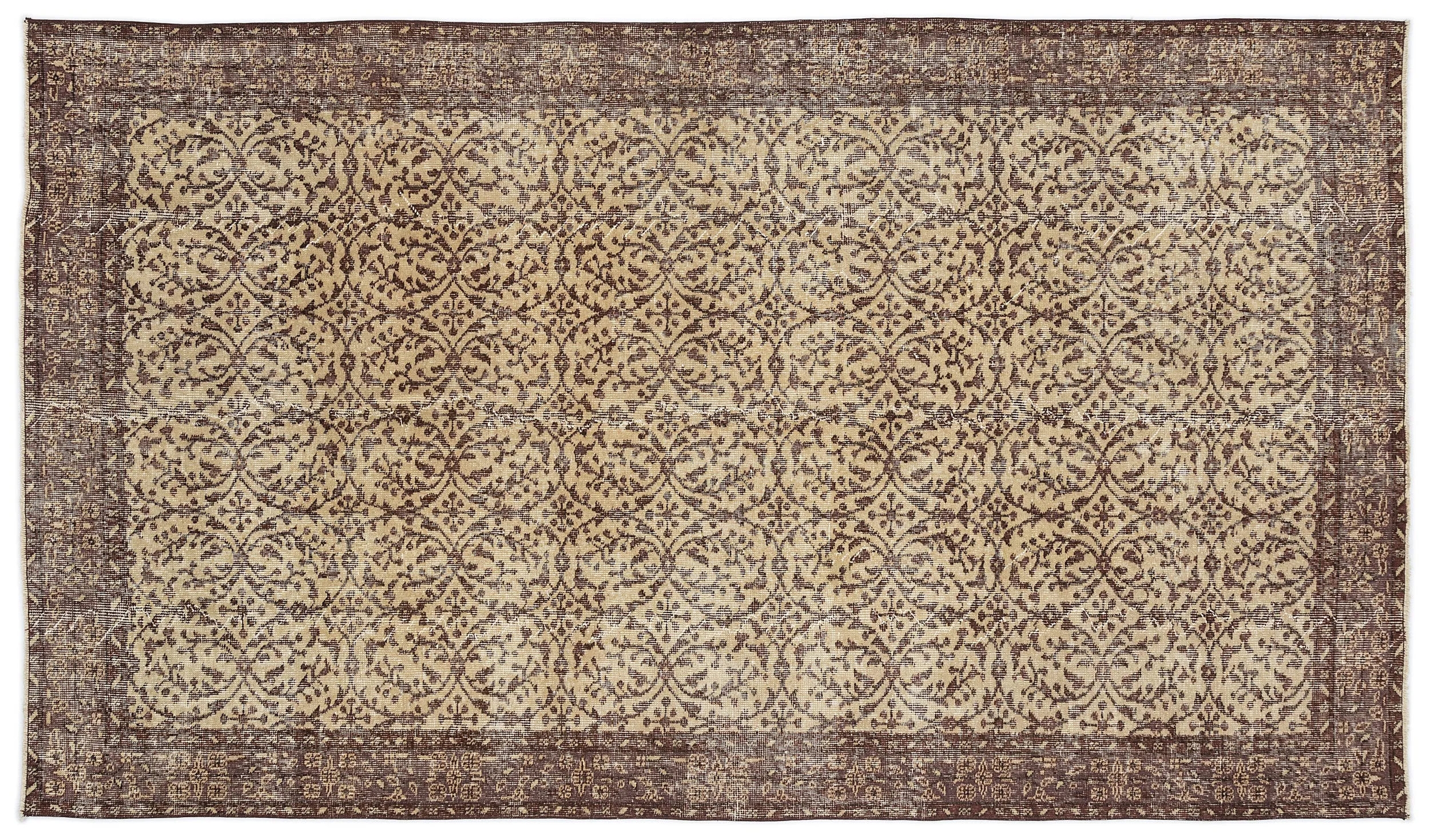 Retro Design Brown Over Dyed Vintage Rug 5'3'' x 9'3'' ft 161 x 283 cm