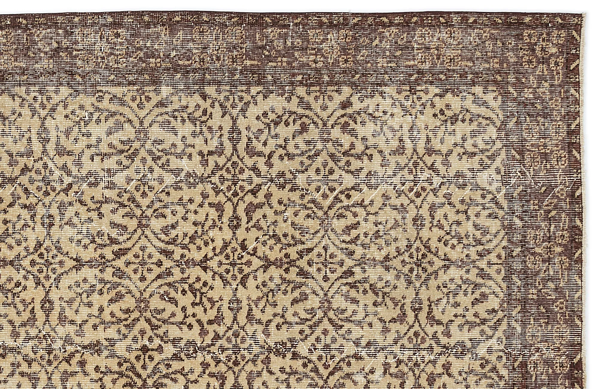 Retro Design Brown Over Dyed Vintage Rug 5'3'' x 9'3'' ft 161 x 283 cm