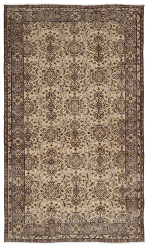 Retro Design Brown Over Dyed Vintage Rug 5'6'' x 9'2'' ft 167 x 279 cm