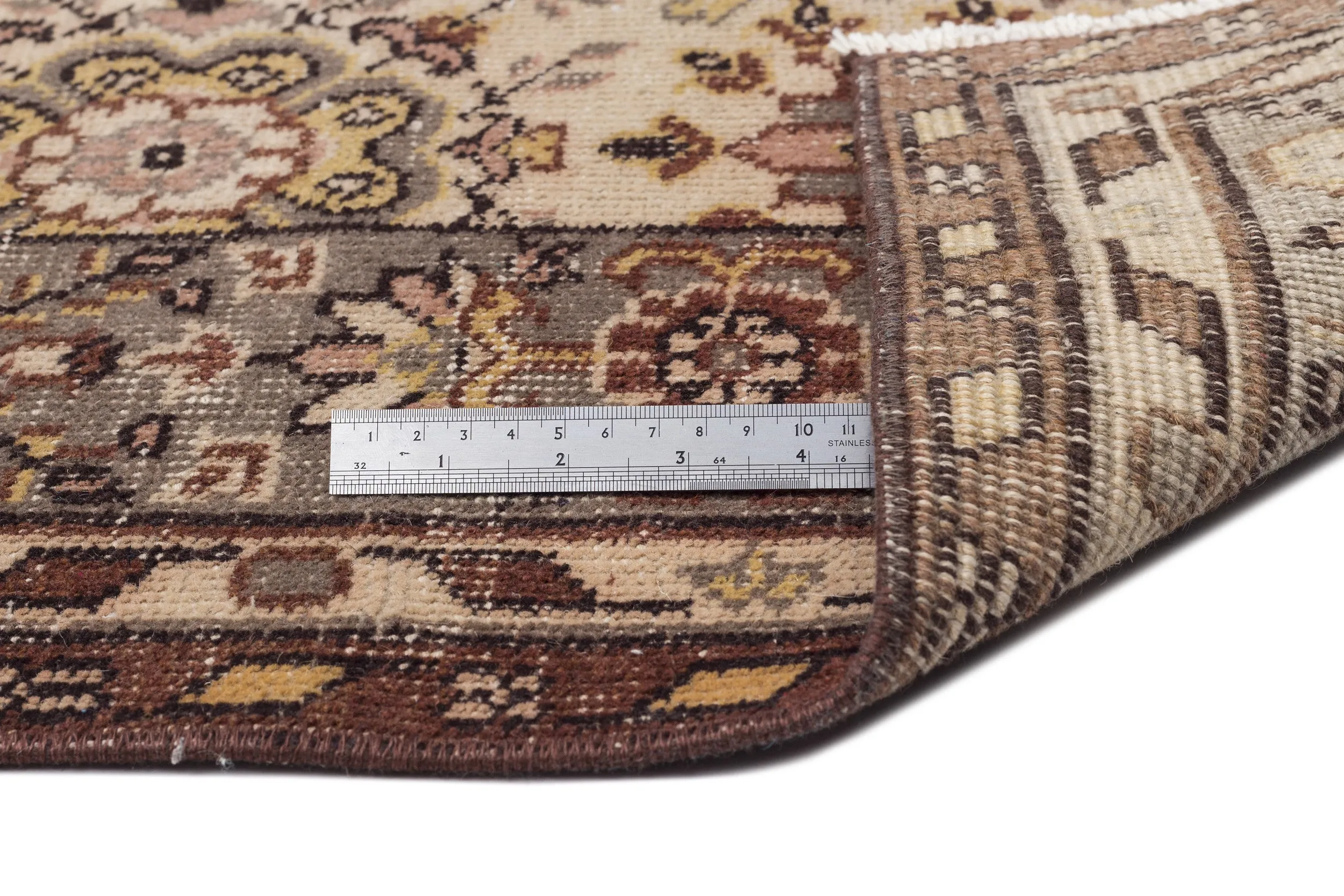 Retro Design Brown Over Dyed Vintage Rug 5'6'' x 9'2'' ft 167 x 279 cm