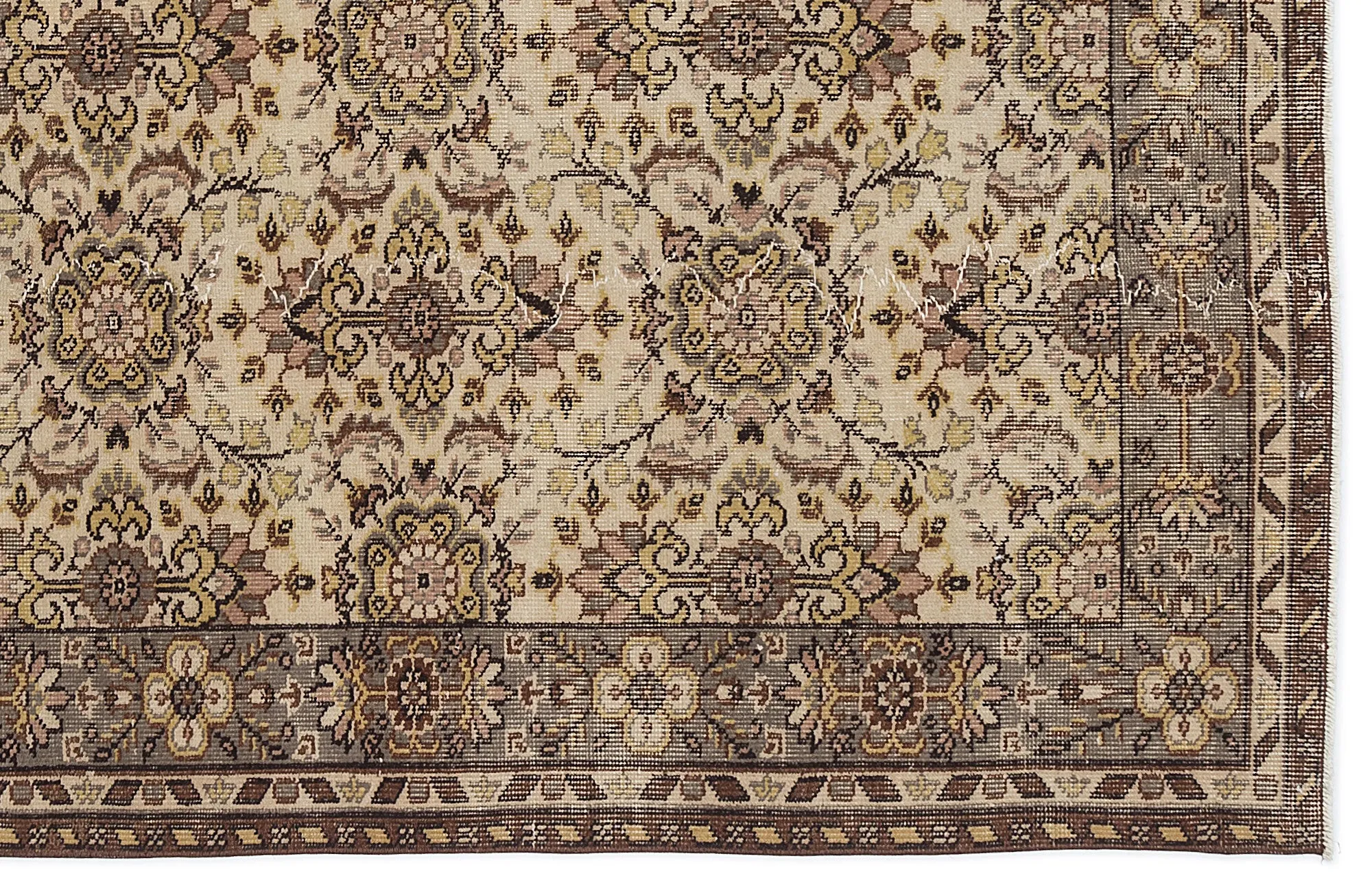 Retro Design Brown Over Dyed Vintage Rug 5'6'' x 9'2'' ft 167 x 279 cm