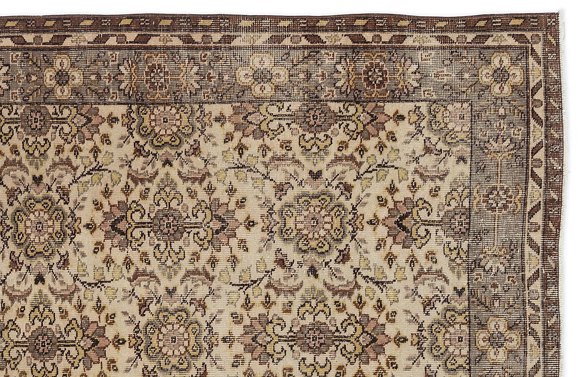 Retro Design Brown Over Dyed Vintage Rug 5'6'' x 9'2'' ft 167 x 279 cm