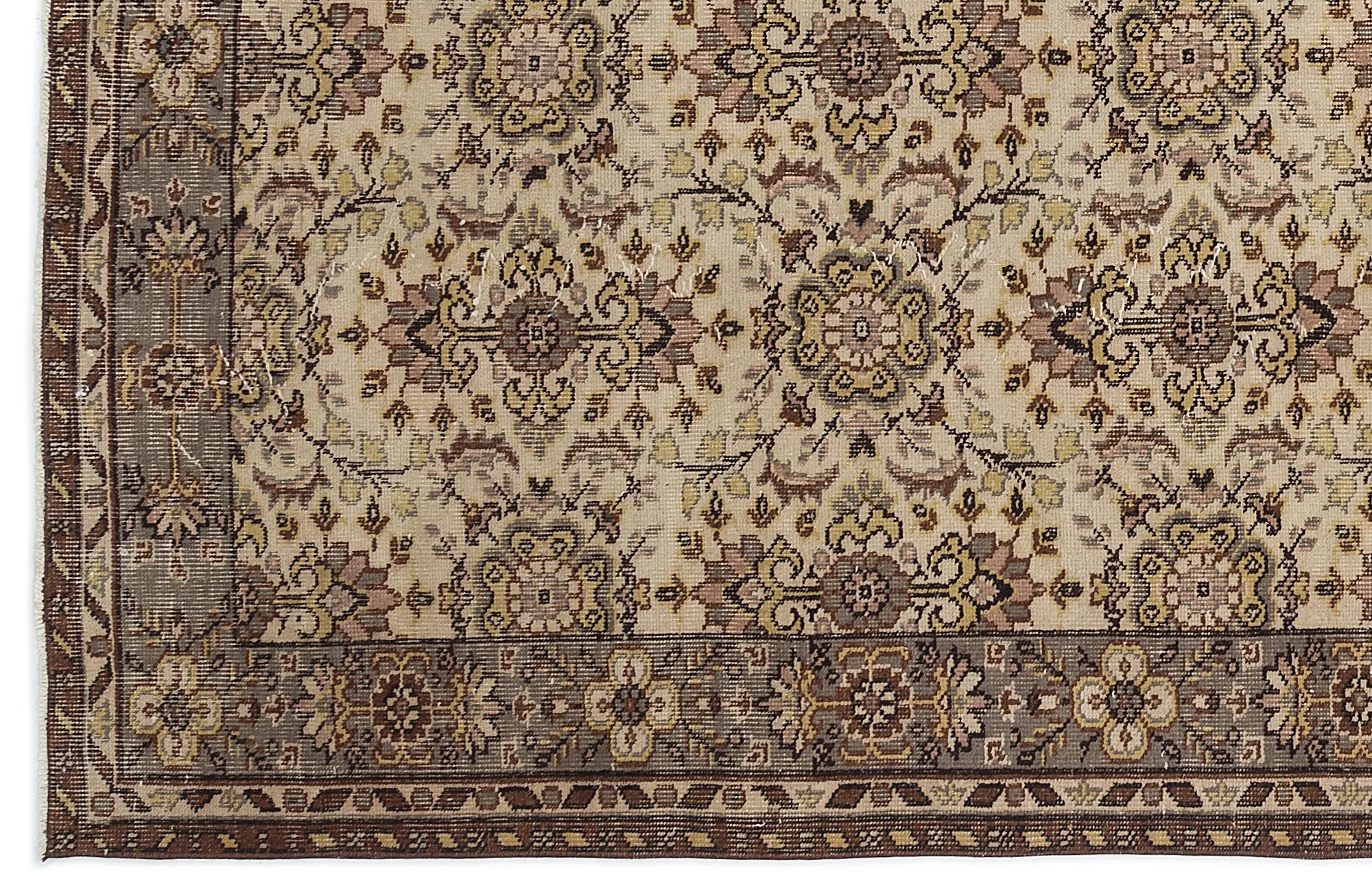 Retro Design Brown Over Dyed Vintage Rug 5'6'' x 9'2'' ft 167 x 279 cm
