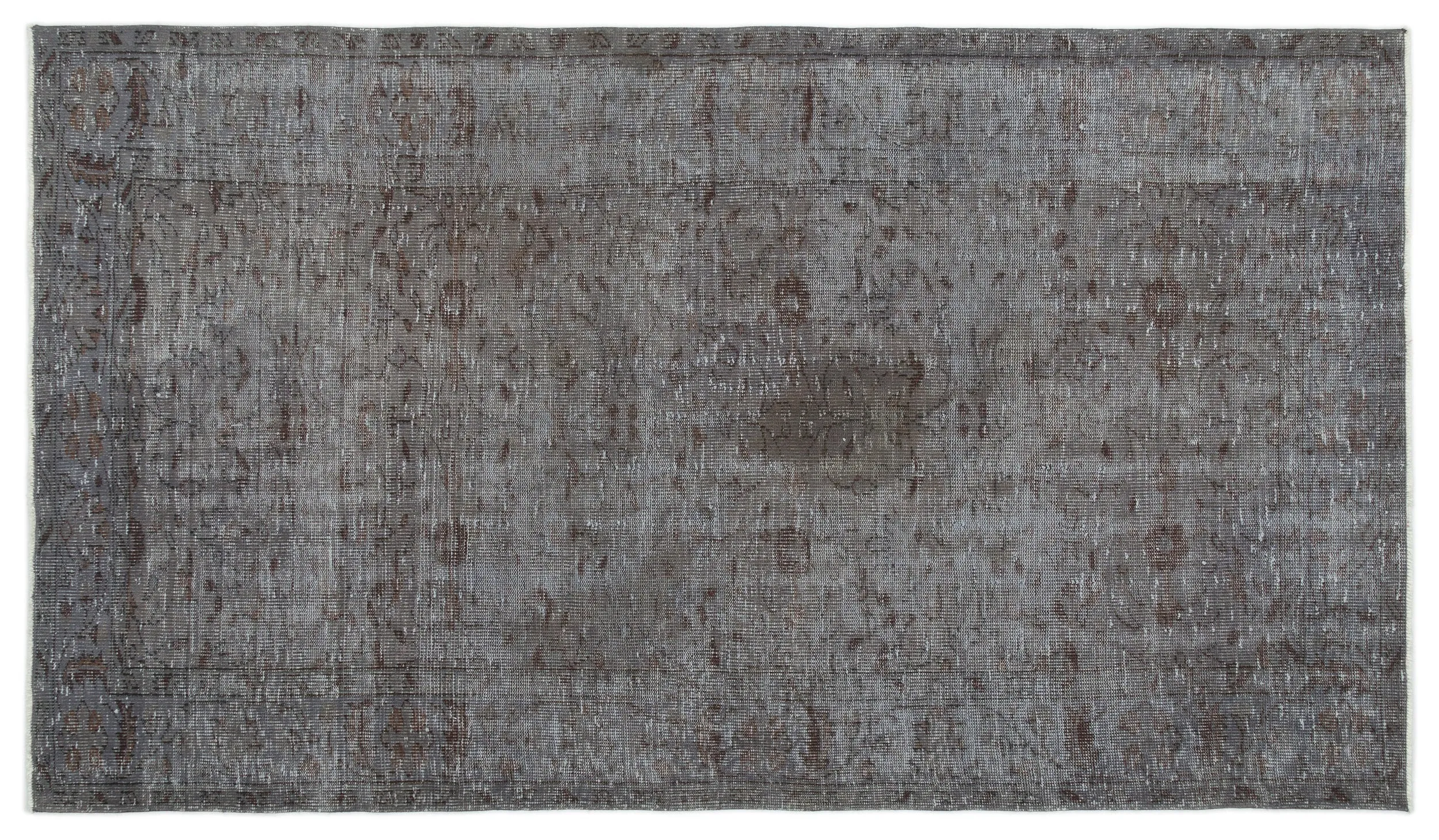 Retro Design Gray Over Dyed Vintage Rug 5'2'' x 8'10'' ft 158 x 270 cm