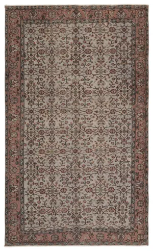 Retro Design Gray Over Dyed Vintage Rug 5'2'' x 8'6'' ft 157 x 260 cm