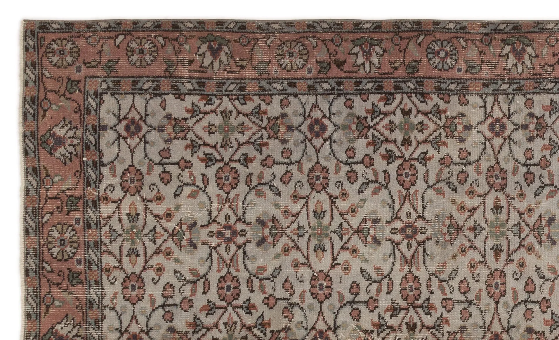 Retro Design Gray Over Dyed Vintage Rug 5'2'' x 8'6'' ft 157 x 260 cm