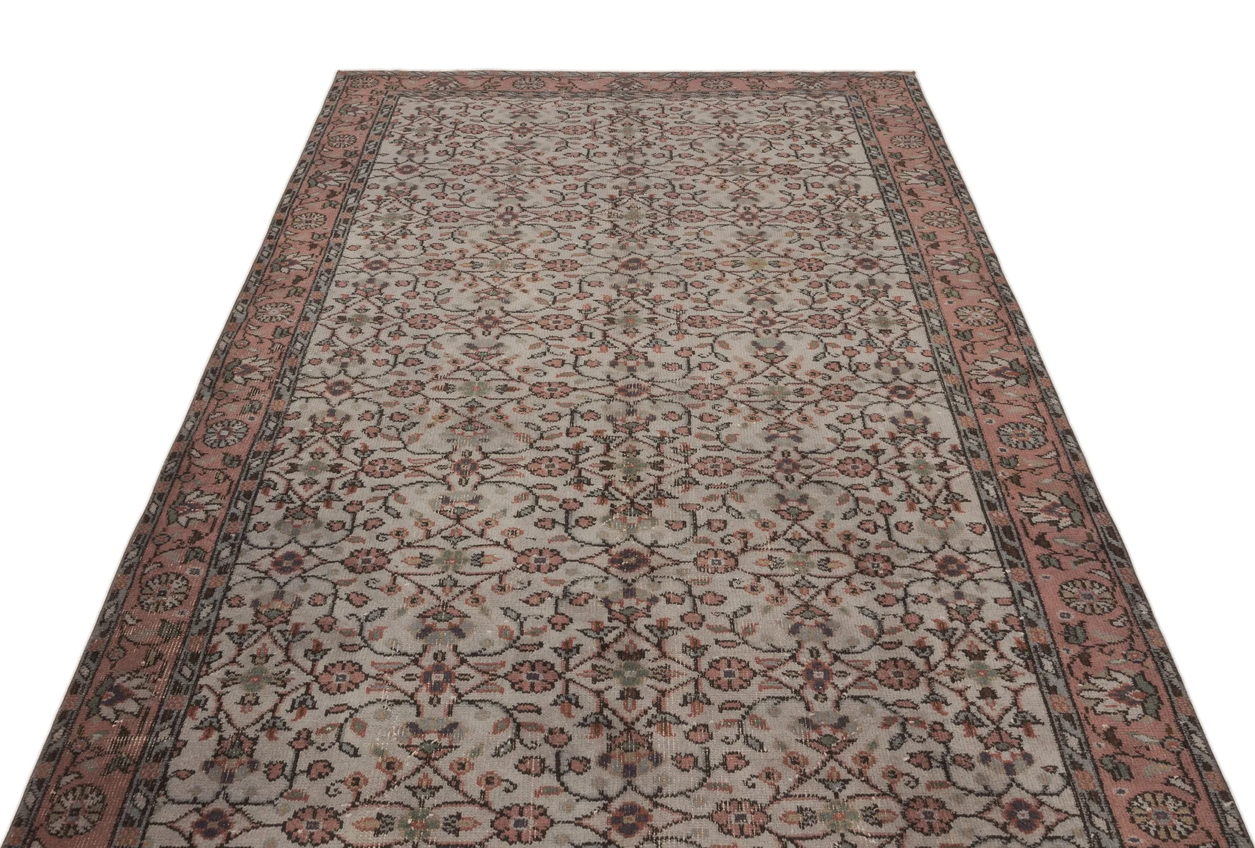 Retro Design Gray Over Dyed Vintage Rug 5'2'' x 8'6'' ft 157 x 260 cm