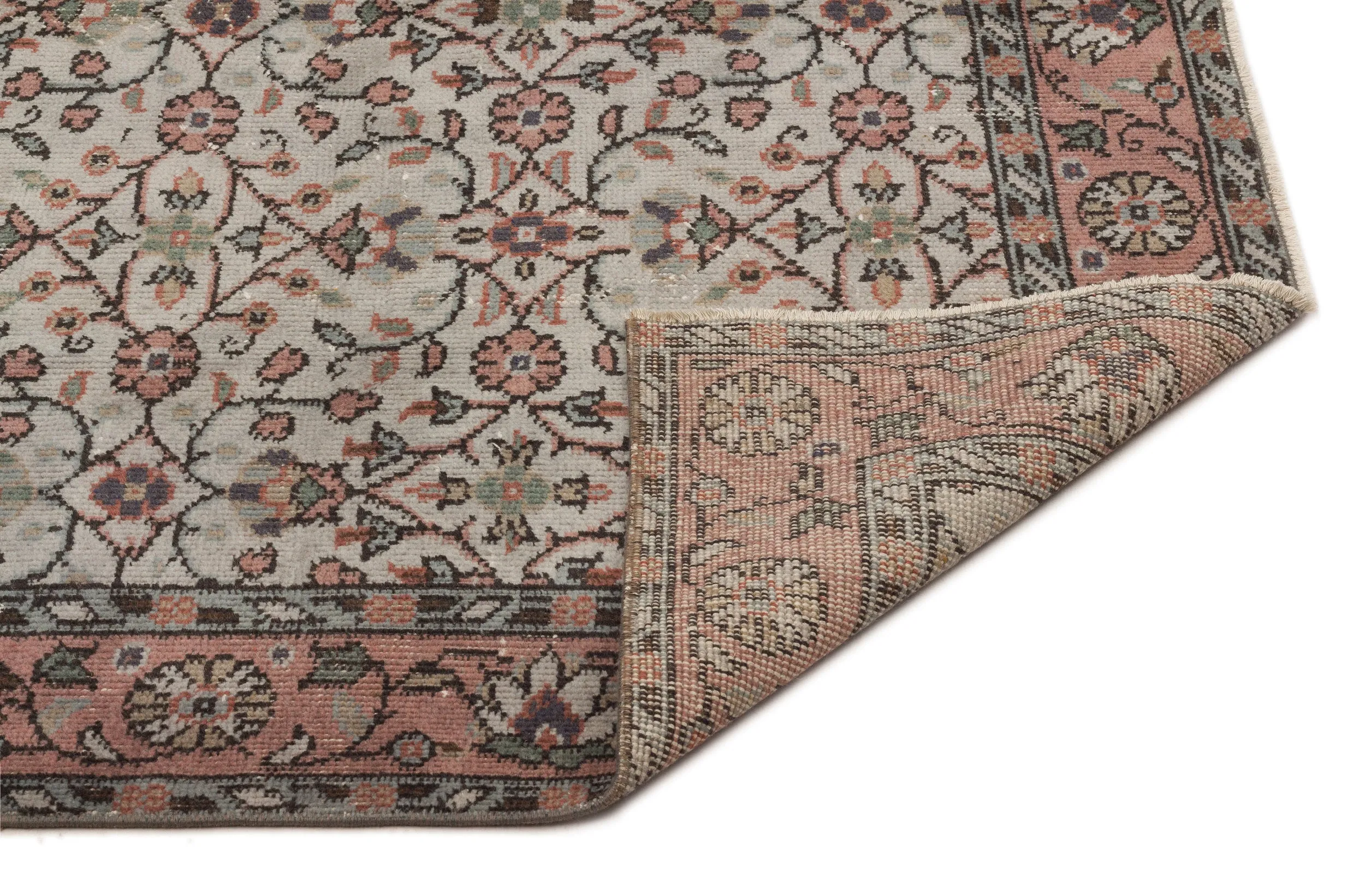 Retro Design Gray Over Dyed Vintage Rug 5'2'' x 8'6'' ft 157 x 260 cm
