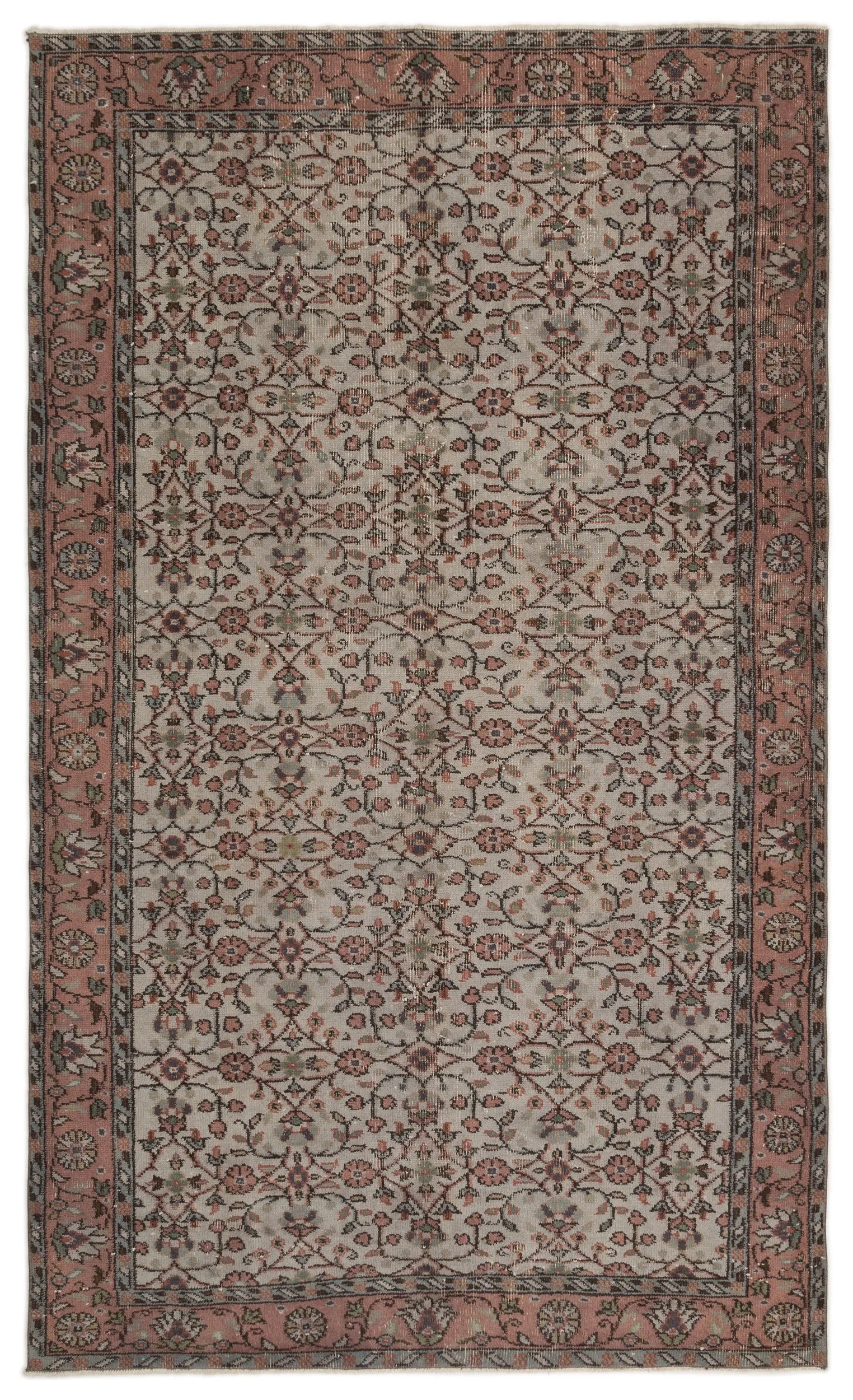 Retro Design Gray Over Dyed Vintage Rug 5'2'' x 8'6'' ft 157 x 260 cm