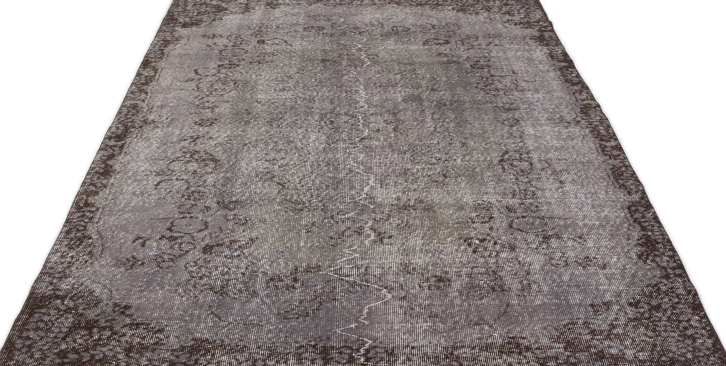Retro Design Gray Over Dyed Vintage Rug 5'7'' x 8'9'' ft 170 x 267 cm