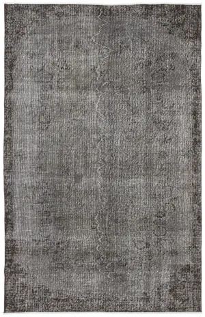 Retro Design Gray Over Dyed Vintage Rug 5'7'' x 8'9'' ft 170 x 267 cm