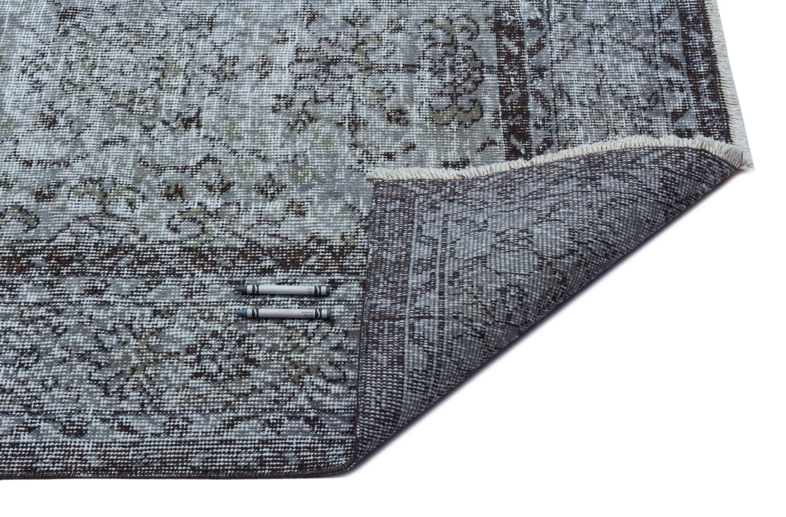 Retro Design Gray Over Dyed Vintage Rug 5'7'' x 9'9'' ft 170 x 296 cm